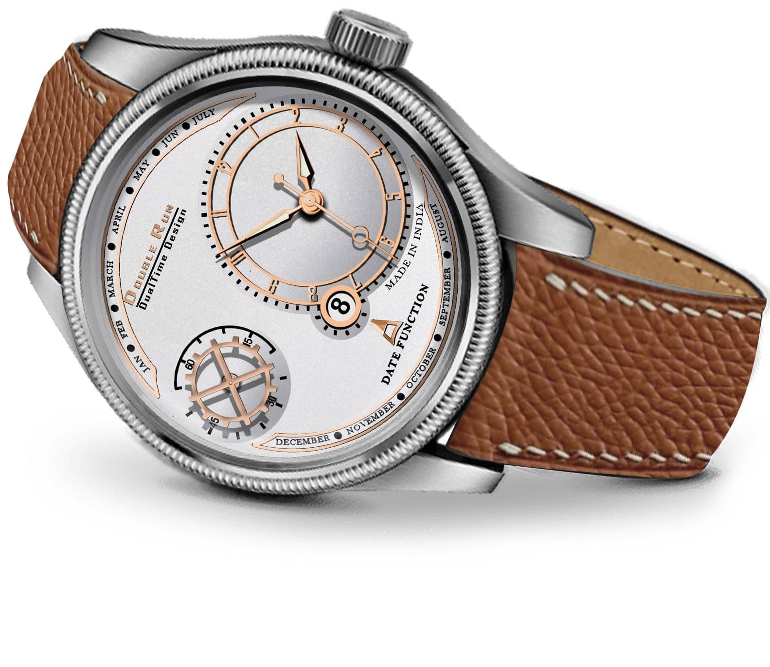     			DoubleRun Brown Leather Analog Men's Watch