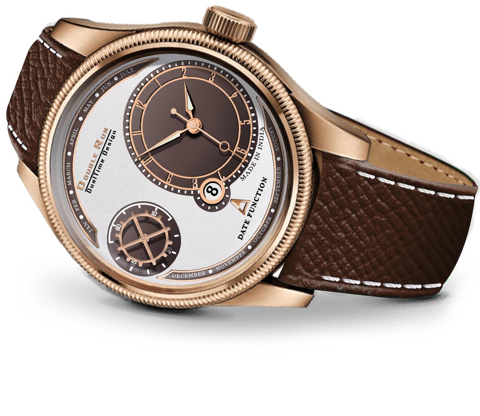     			DoubleRun Brown Leather Analog Men's Watch