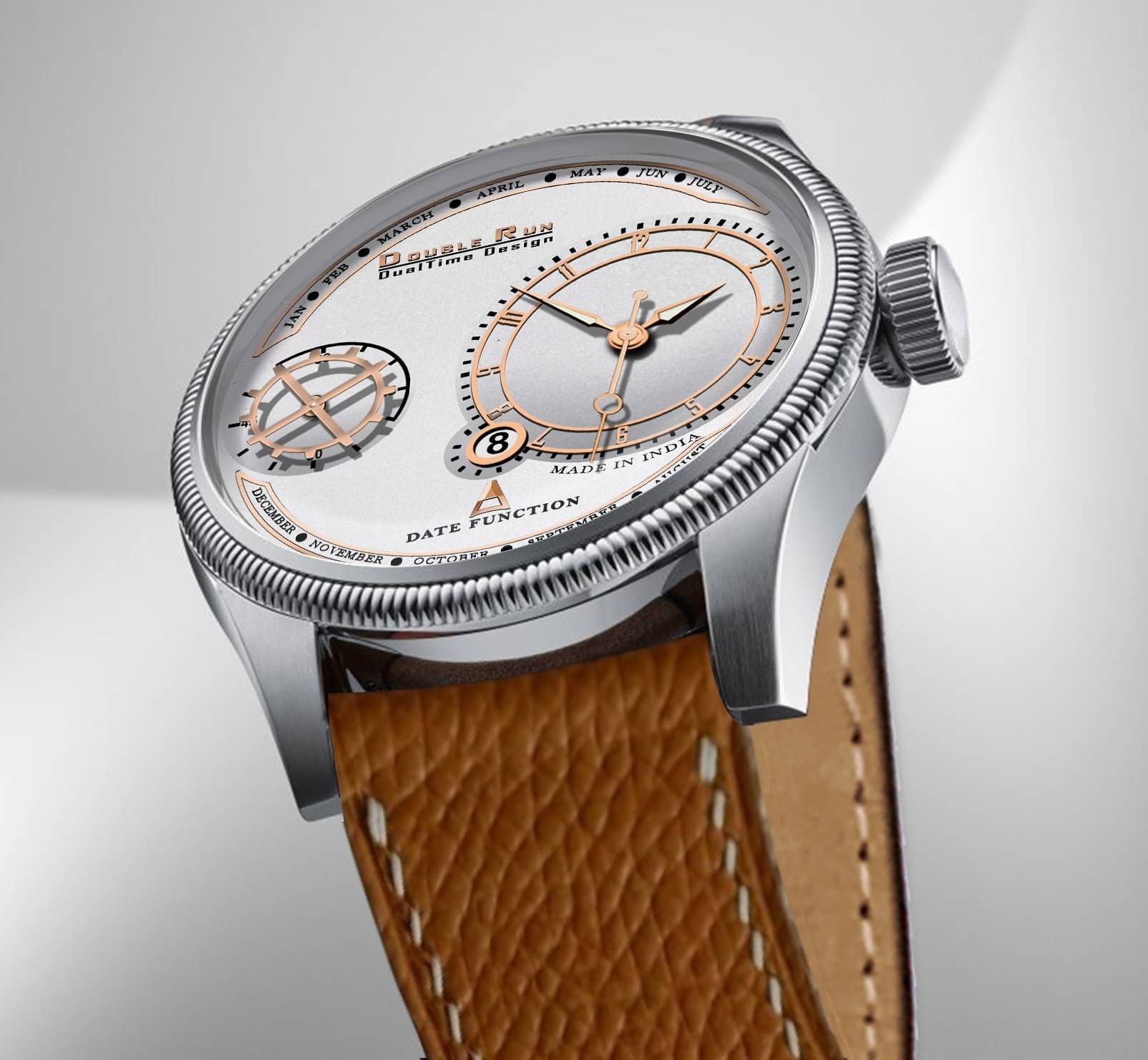     			DoubleRun Brown Leather Analog Men's Watch