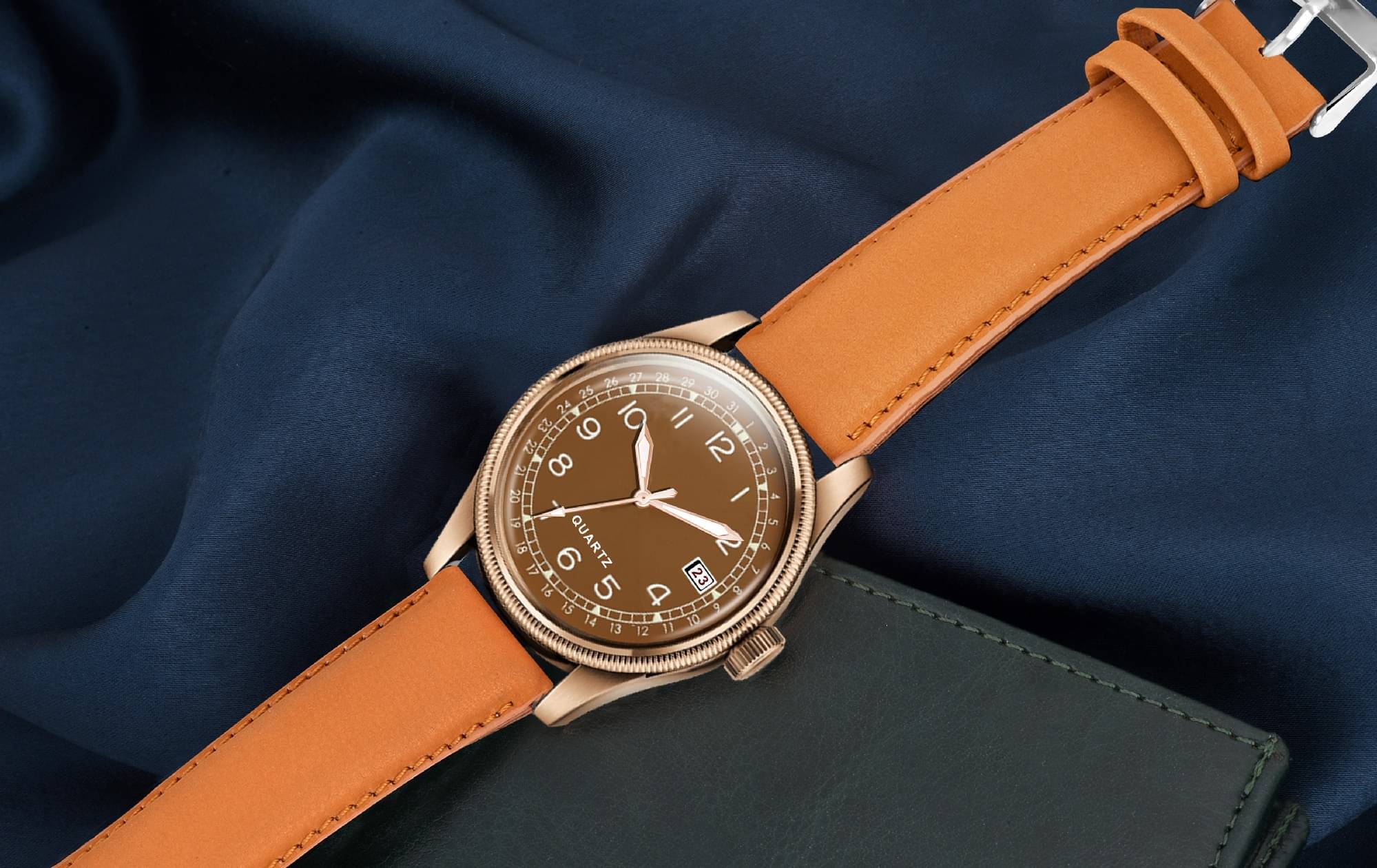     			DoubleRun Brown Leather Analog Men's Watch