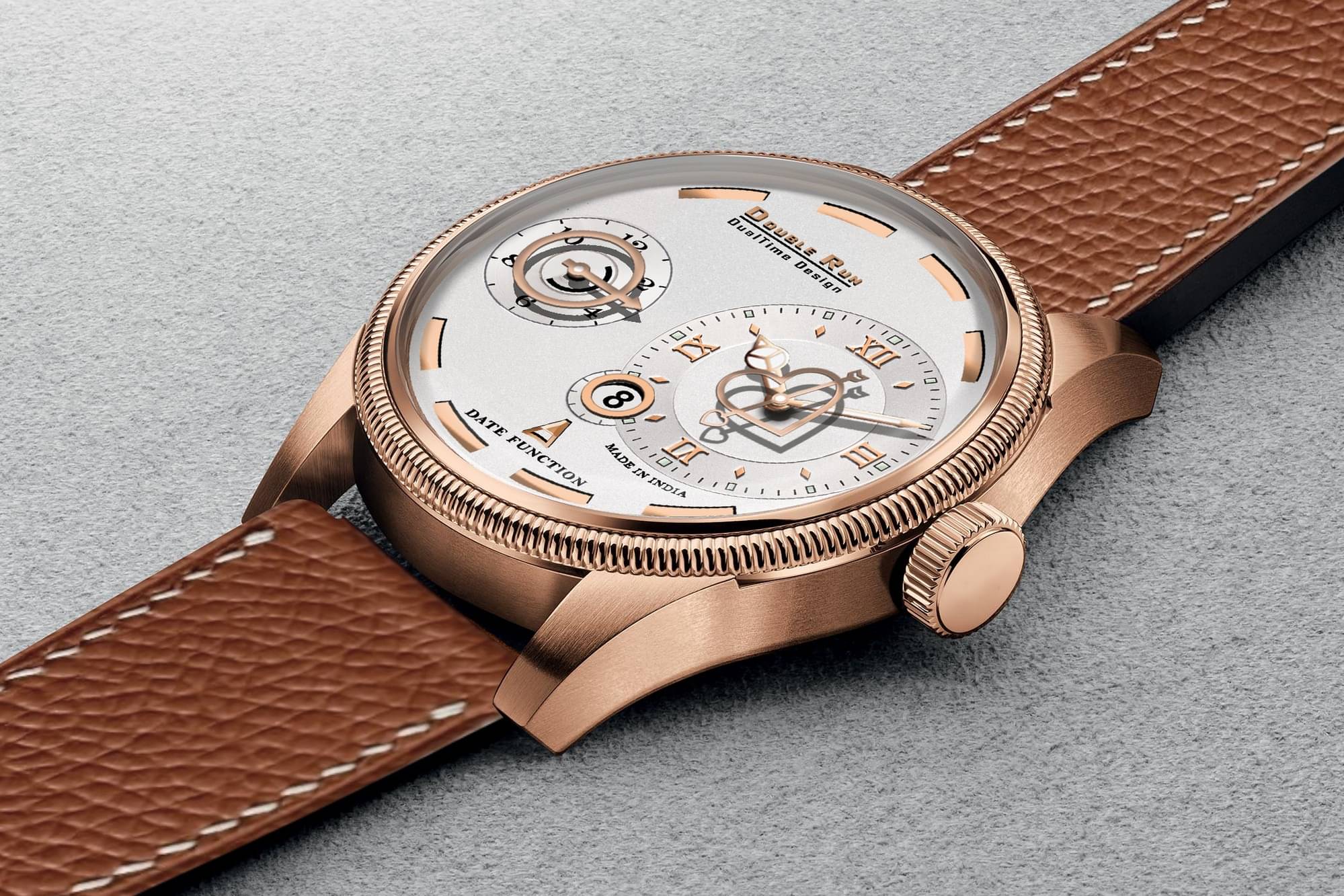     			DoubleRun Brown Leather Chronograph Men's Watch
