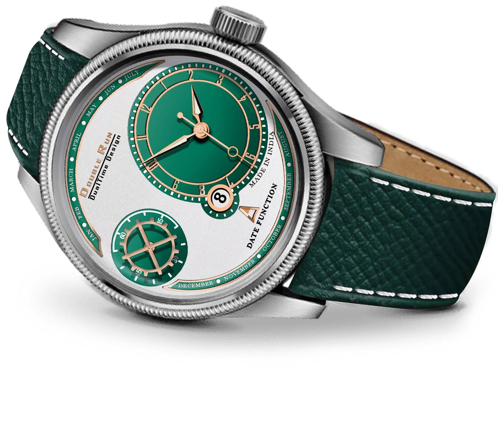     			DoubleRun Green Leather Analog Men's Watch