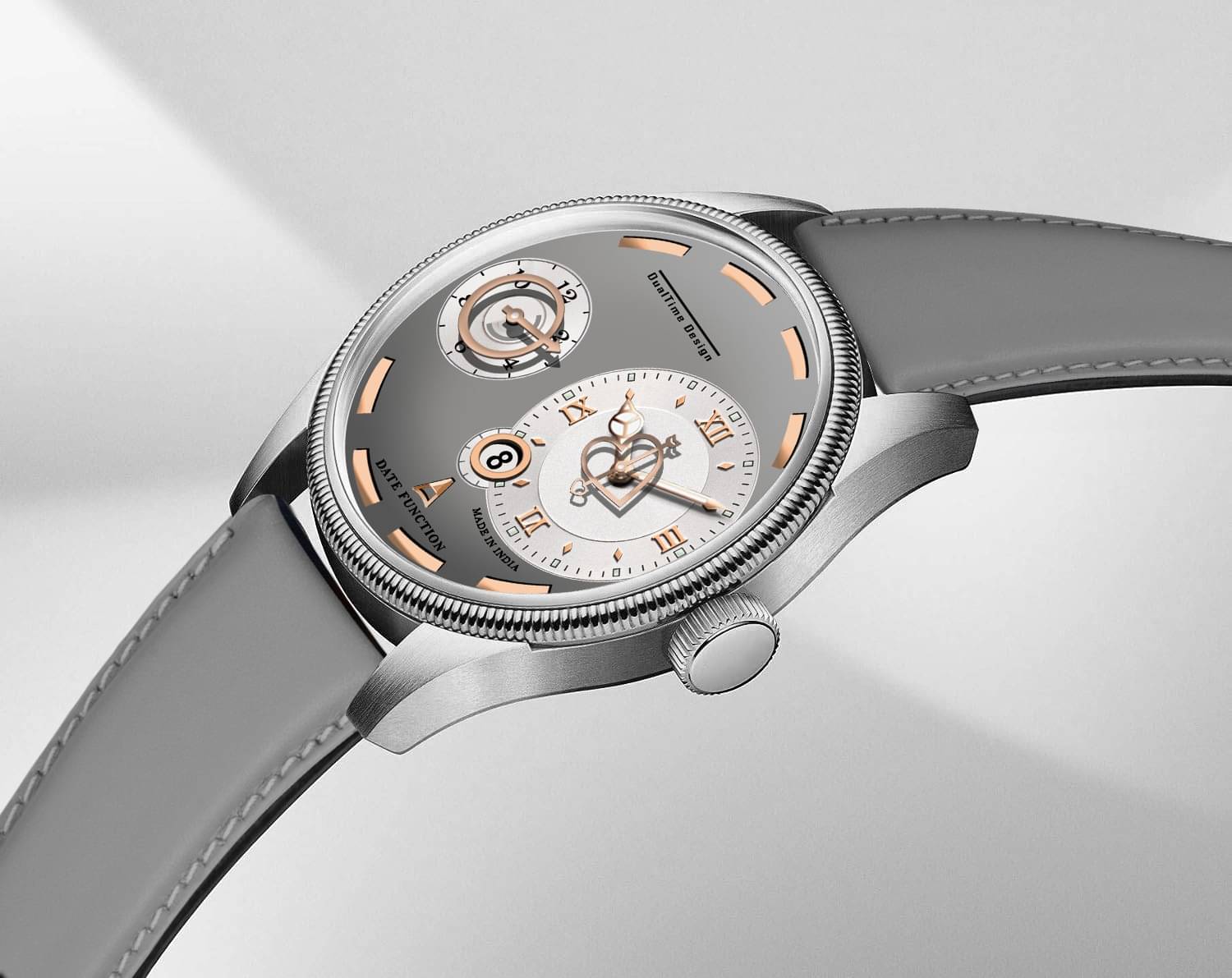     			DoubleRun Light Grey Leather Analog Men's Watch