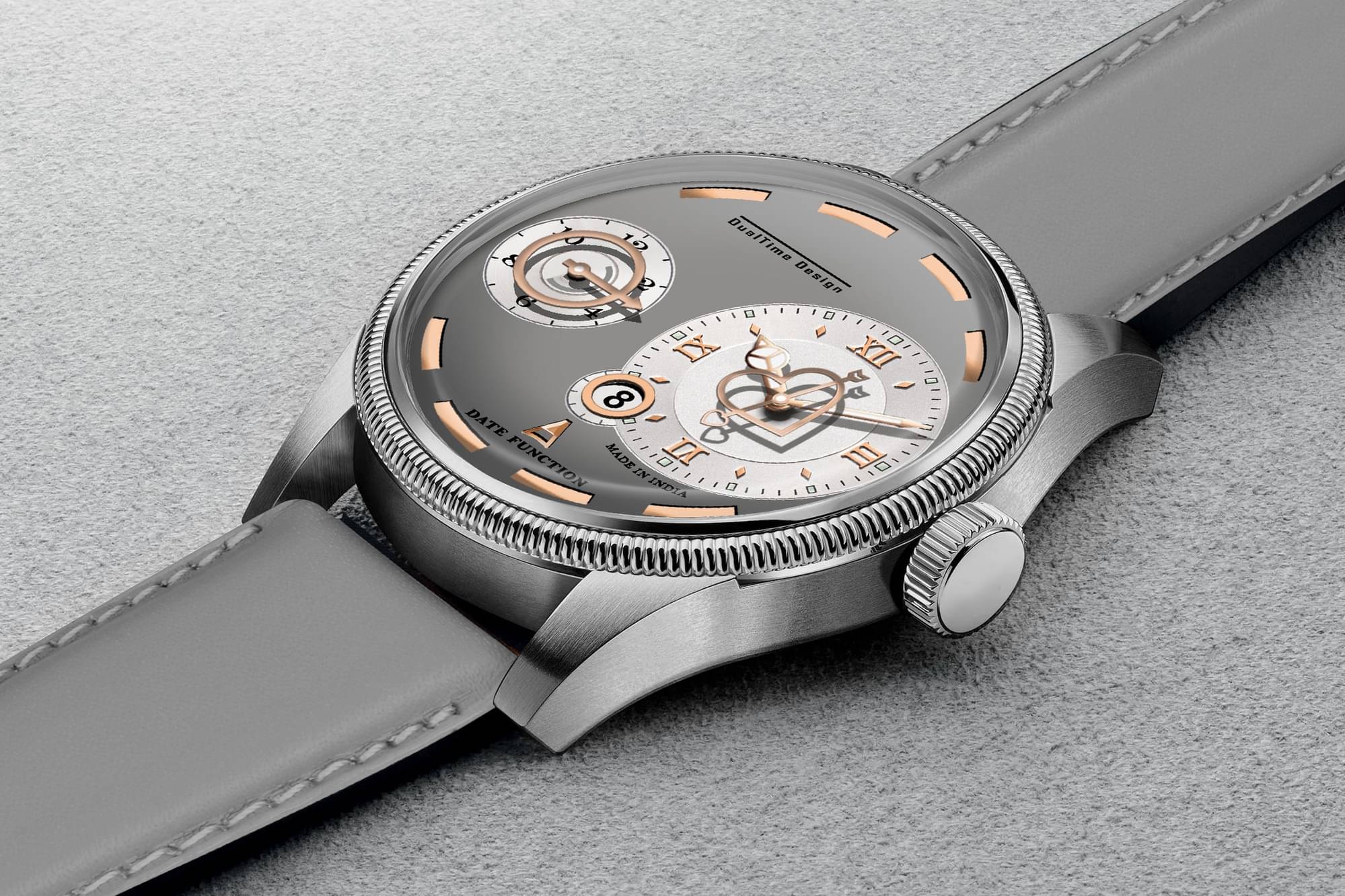     			DoubleRun Light Grey Leather Analog Men's Watch