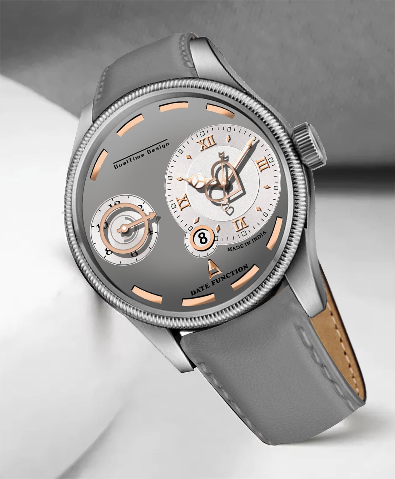     			DoubleRun Light Grey Leather Analog Men's Watch