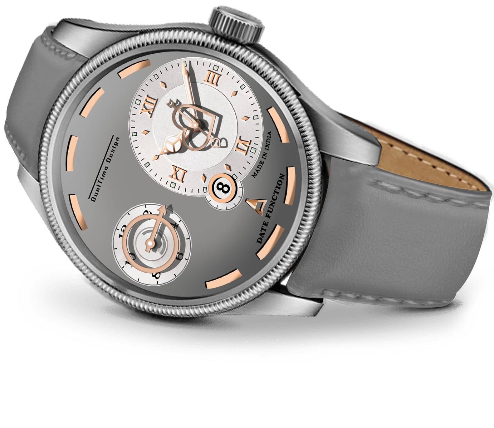     			DoubleRun Light Grey Leather Analog Men's Watch