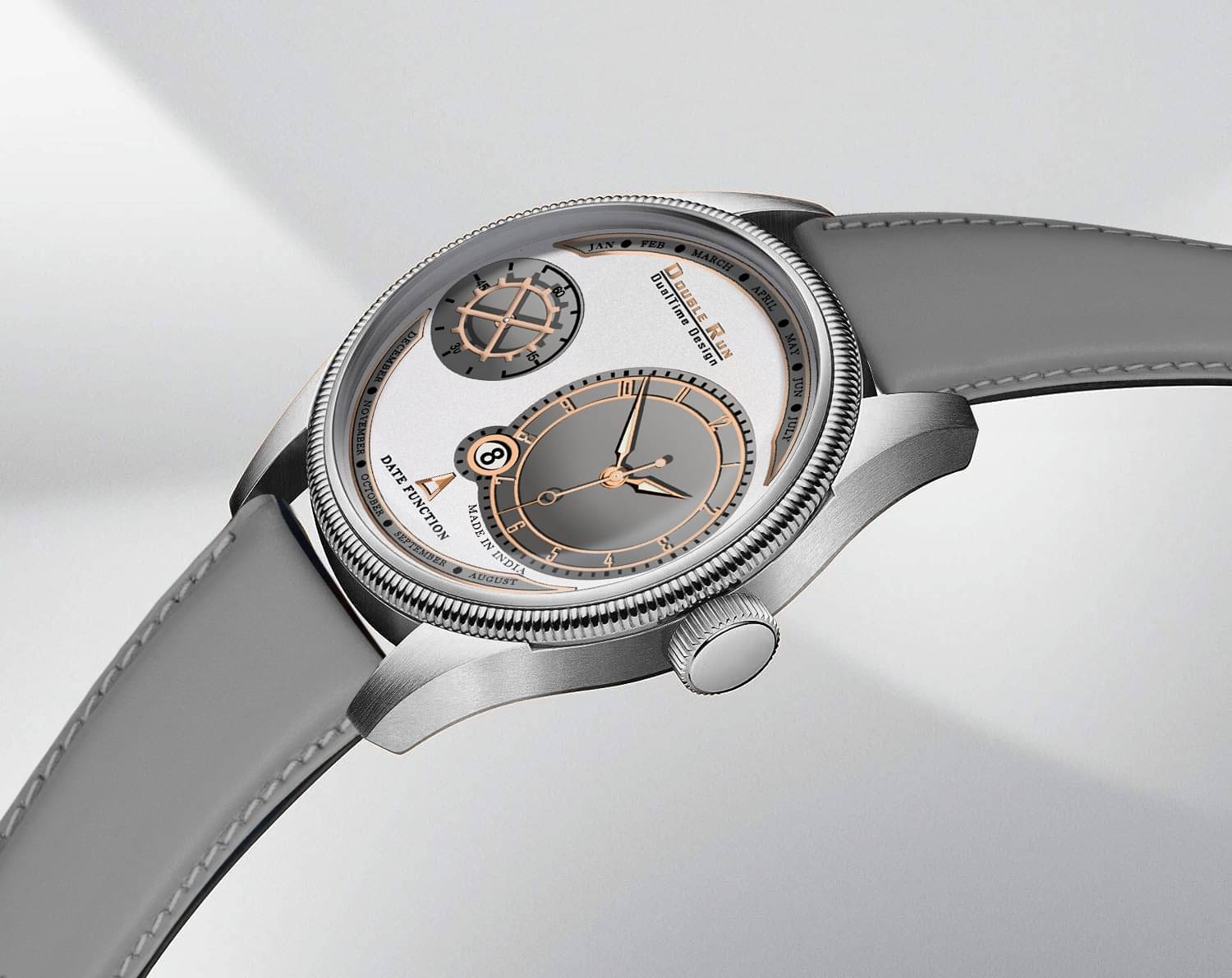    			DoubleRun Light Grey Leather Analog Men's Watch