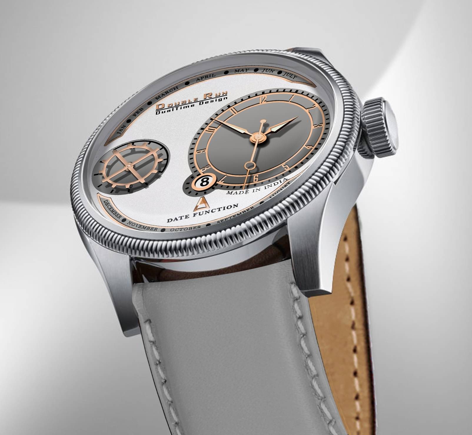     			DoubleRun Light Grey Leather Analog Men's Watch