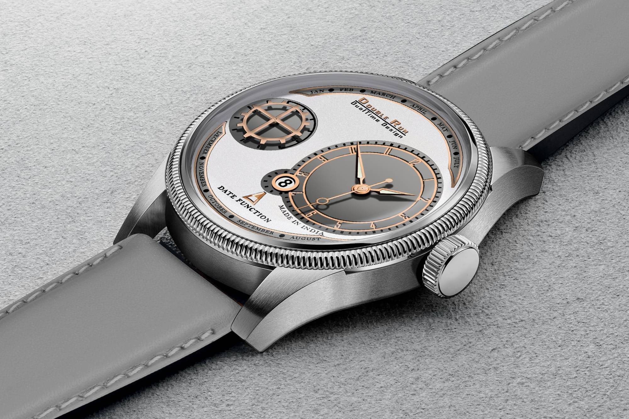     			DoubleRun Light Grey Leather Analog Men's Watch