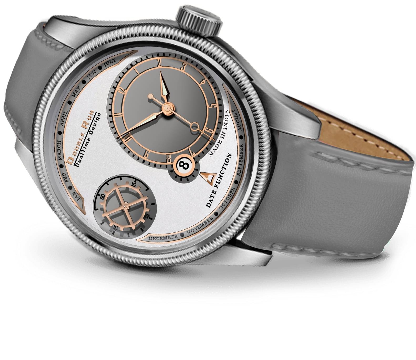     			DoubleRun Light Grey Leather Analog Men's Watch