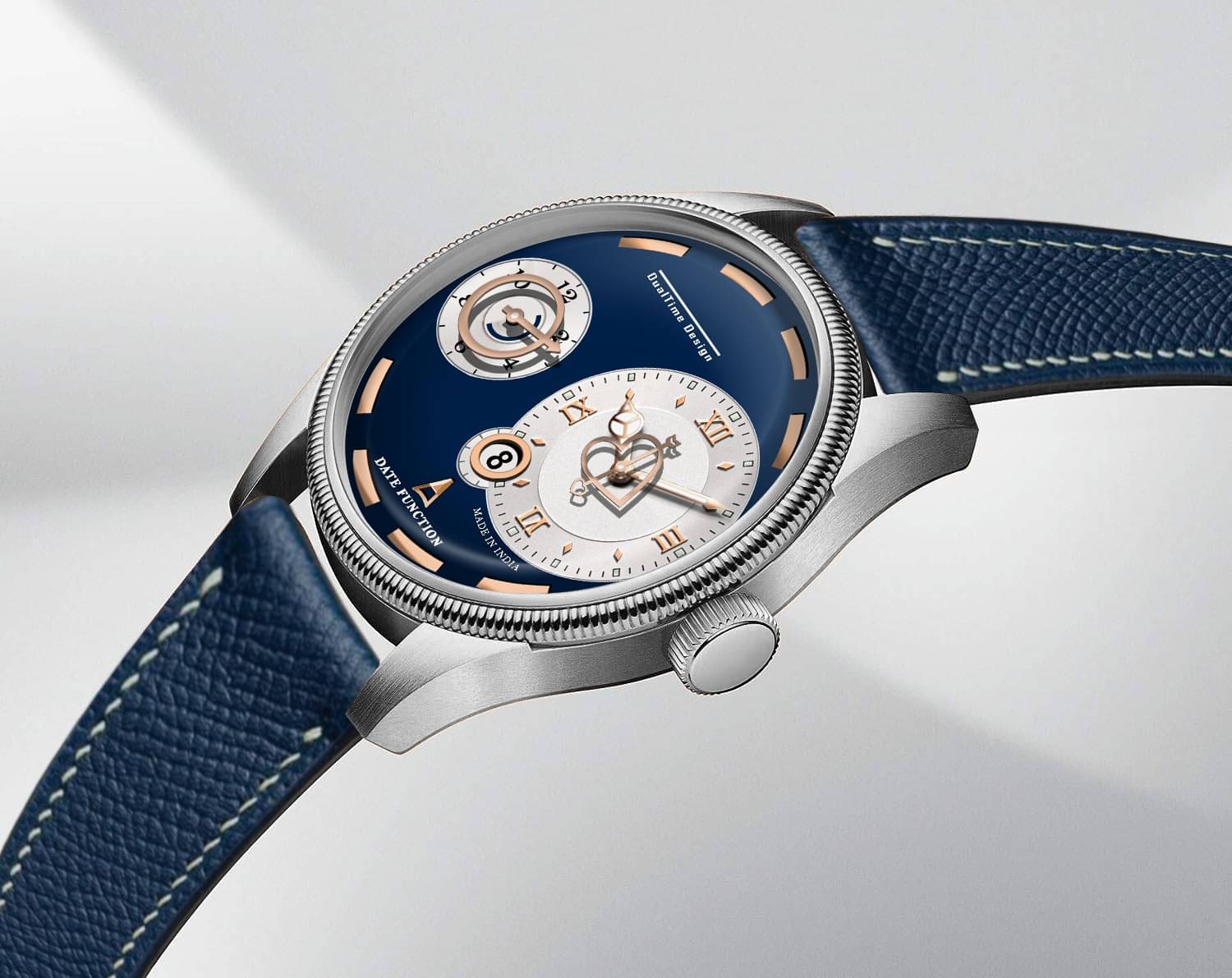     			DoubleRun Navy Blue Leather Chronograph Men's Watch