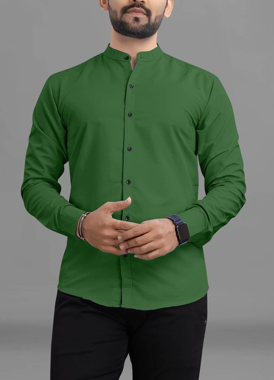     			Ethnic Trendz Cotton Blend Regular Fit Solids Full Sleeves Men's Casual Shirt - Green ( Pack of 1 )