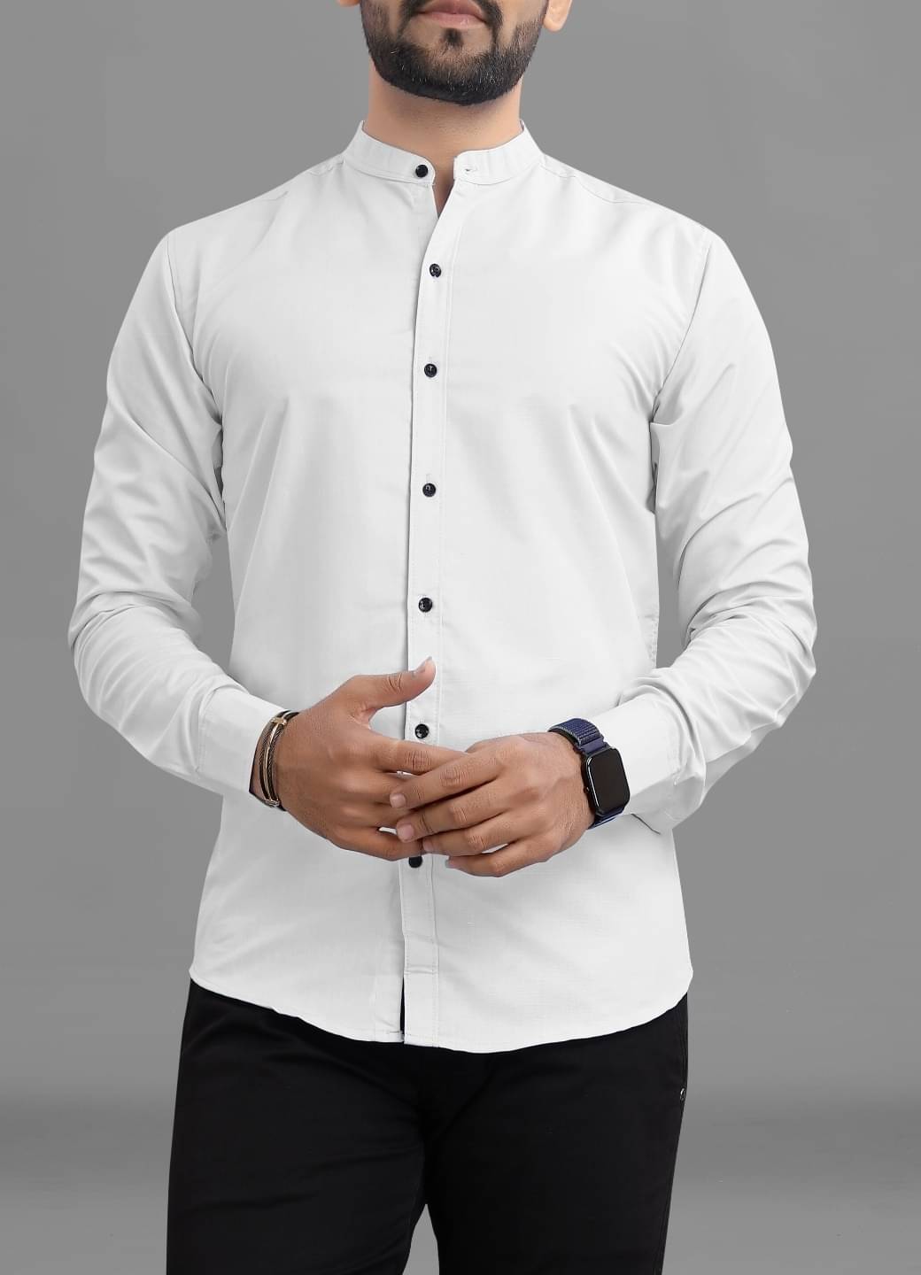     			Ethnic Trendz Cotton Blend Regular Fit Solids Full Sleeves Men's Casual Shirt - White ( Pack of 1 )