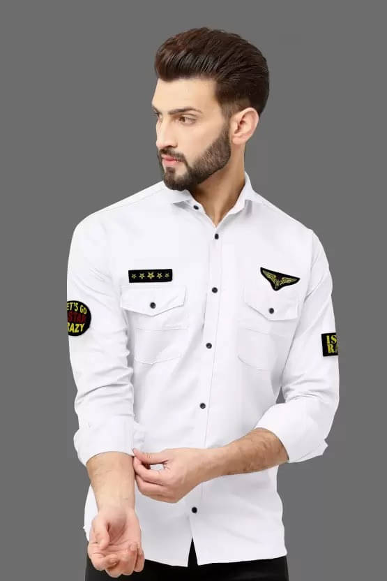     			Greenflair Cotton Blend Regular Fit Striped Full Sleeves Men's Casual Shirt - White ( Pack of 1 )