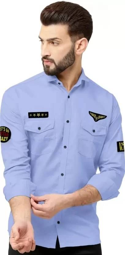     			Greenflair Cotton Blend Regular Fit Striped Full Sleeves Men's Casual Shirt - Light Blue ( Pack of 1 )