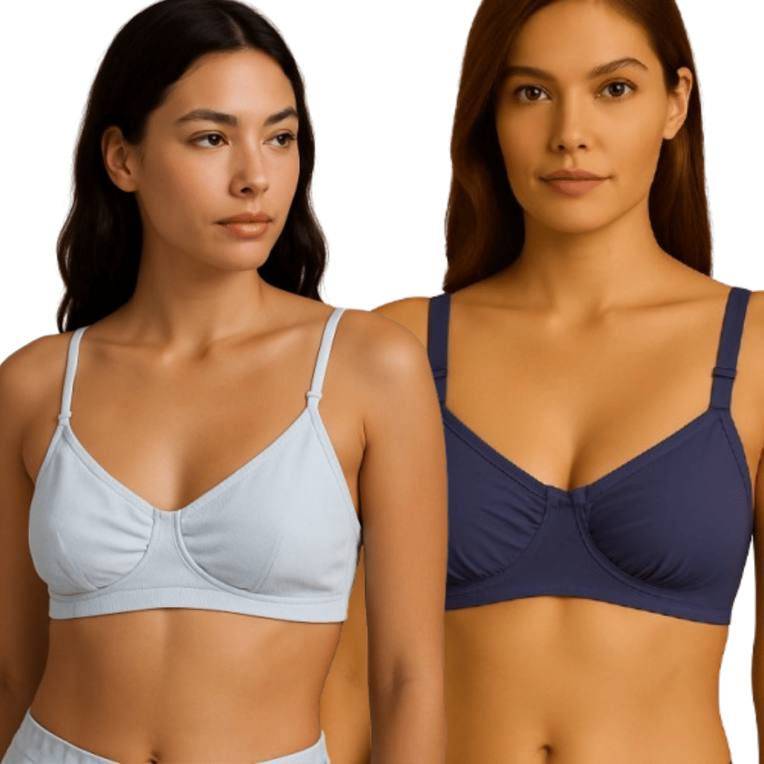     			HERBLOURE Pack of 2 Cotton Blend Non Padded T-Shirt Bra For Women ( Multicolor2 )