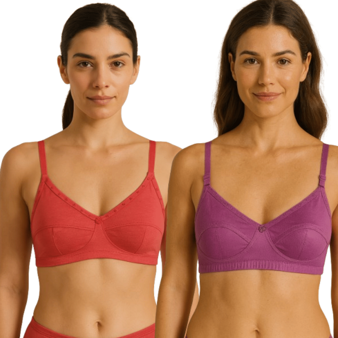 HERBLOURE Pack of 2 Cotton Blend Non Padded T-Shirt Bra For Women ( Multicolor1 ) HERBLOURE Pack of 2 Cotton Blend Non Padded T-Shirt Bra For Women ( Multicolor1 )
