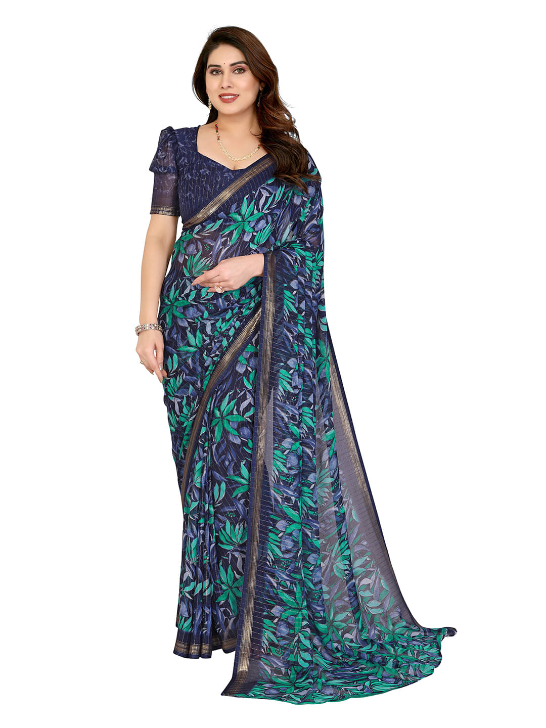Kashvi Sarees Georgette Printed Ilkal Saree With Unstitched Blouse Piece ( BLUE ) Kashvi Sarees Georgette Printed Ilkal Saree With Unstitched Blouse Piece ( BLUE )