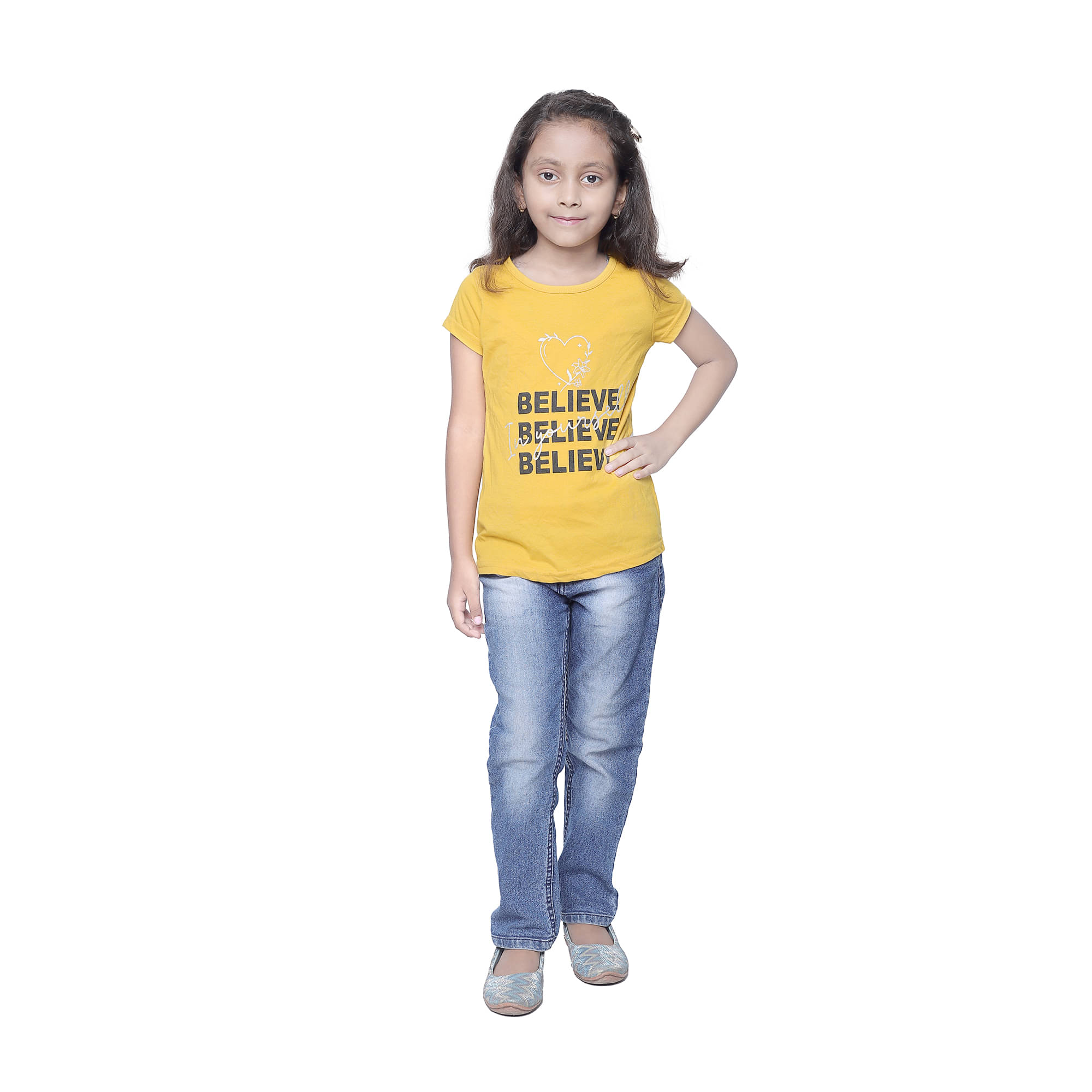     			Kidzee Kingdom Pack of 1 Girls Cotton T-Shirt ( Yellow )