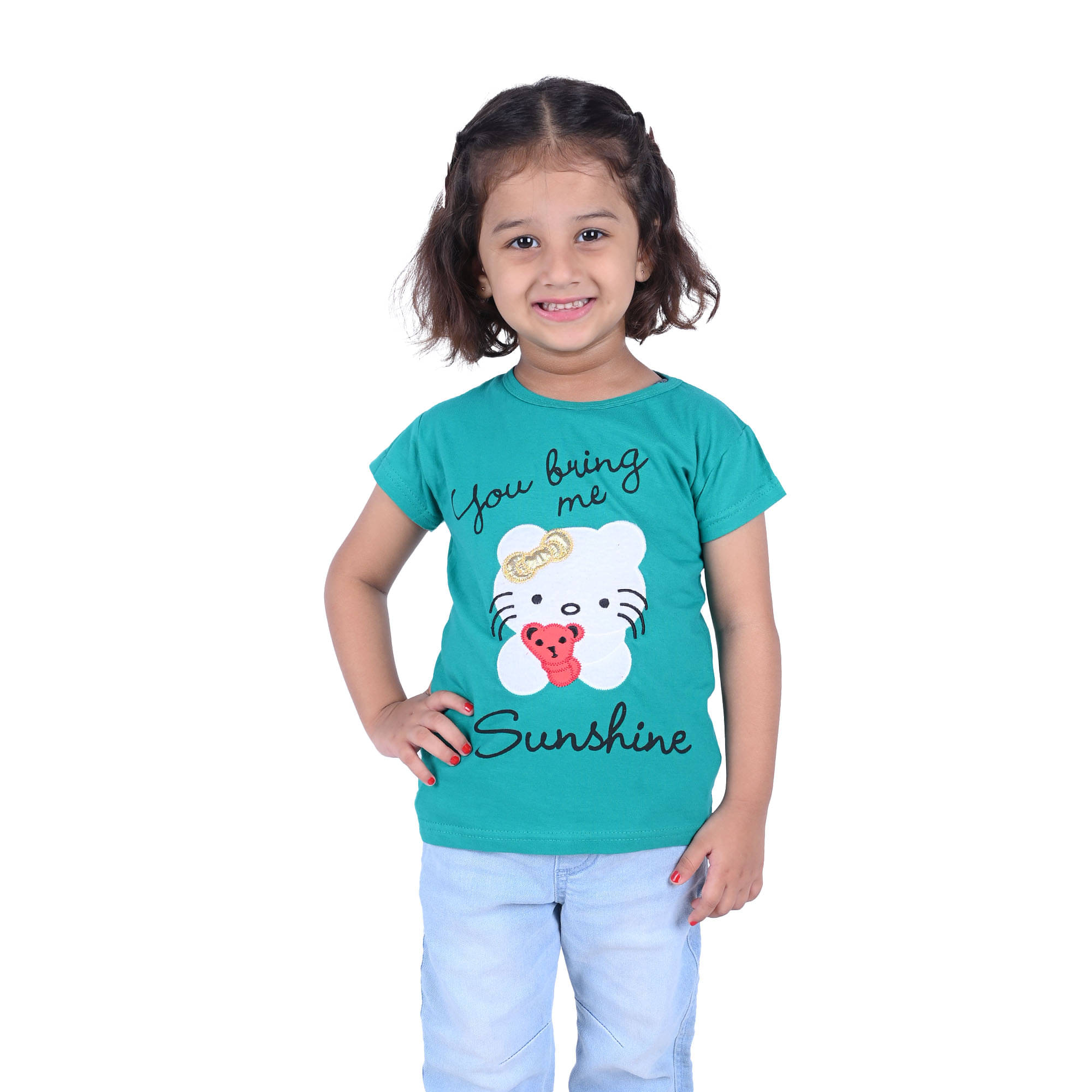     			Kidzee Kingdom Pack of 1 Baby Girls Cotton T-Shirt ( Blue )