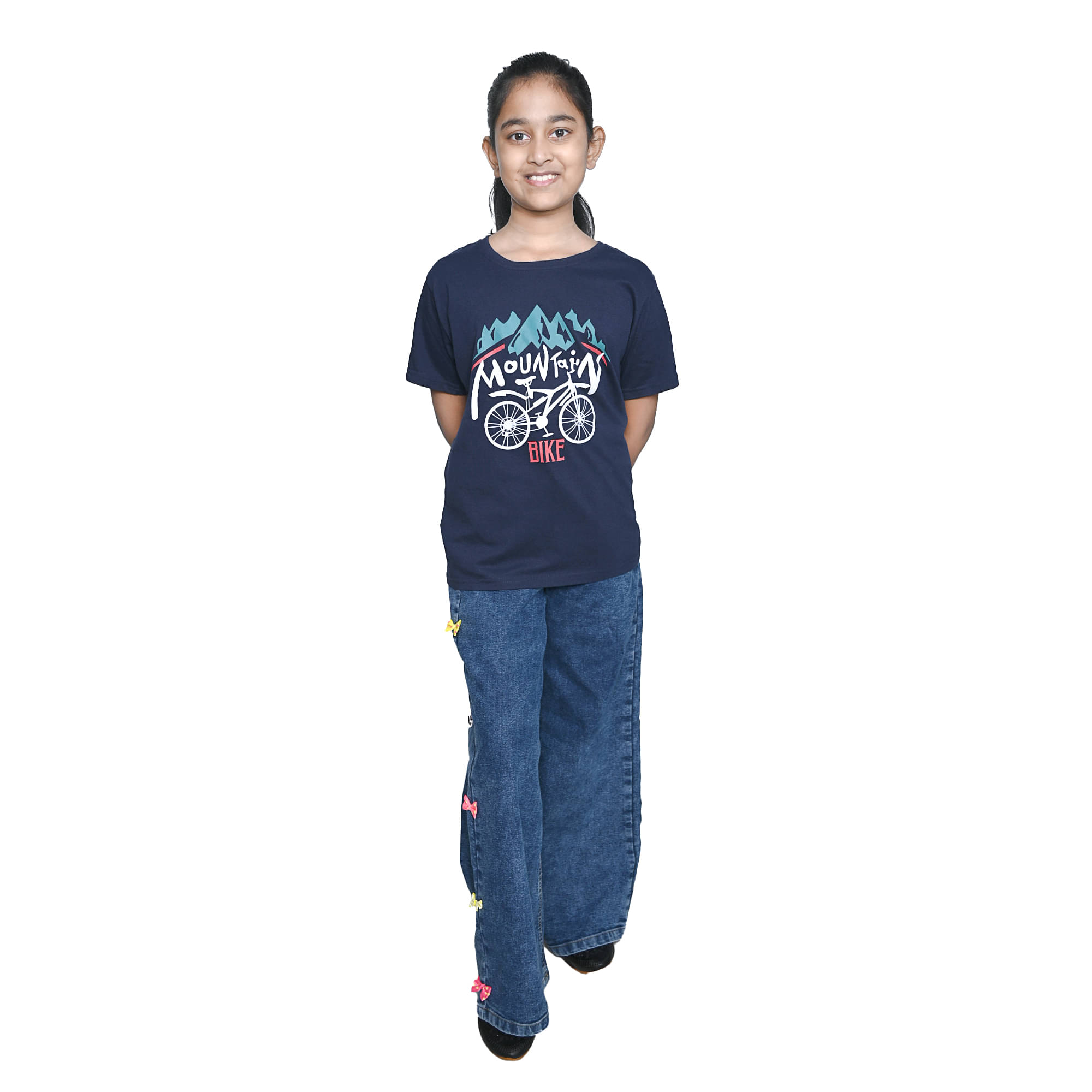     			Kidzee Kingdom Pack of 1 Girls Cotton T-Shirt ( Black )