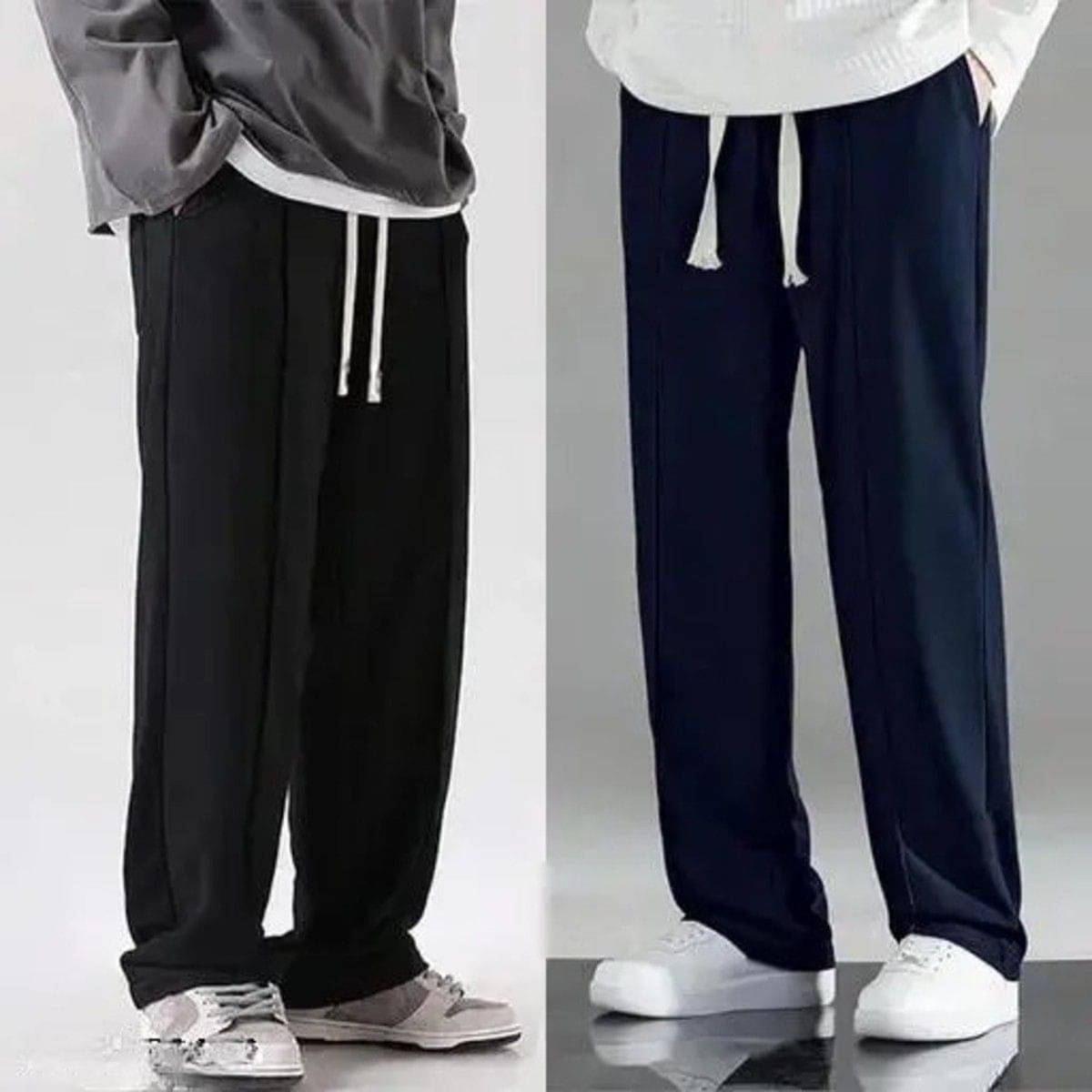     			Krival Navy Blue Lycra Men's Trackpants ( Pack of 2 )