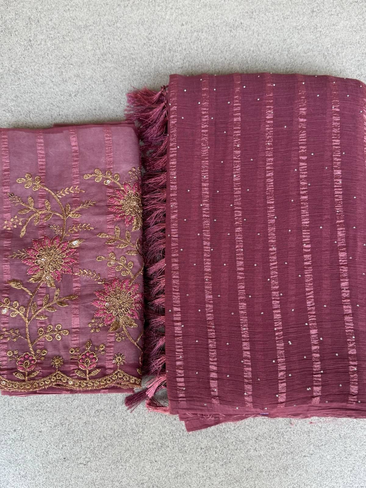     			MALAVIYA FASHION Chiffon Embellished Regular Saree With Unstitched Blouse Piece ( Purple )