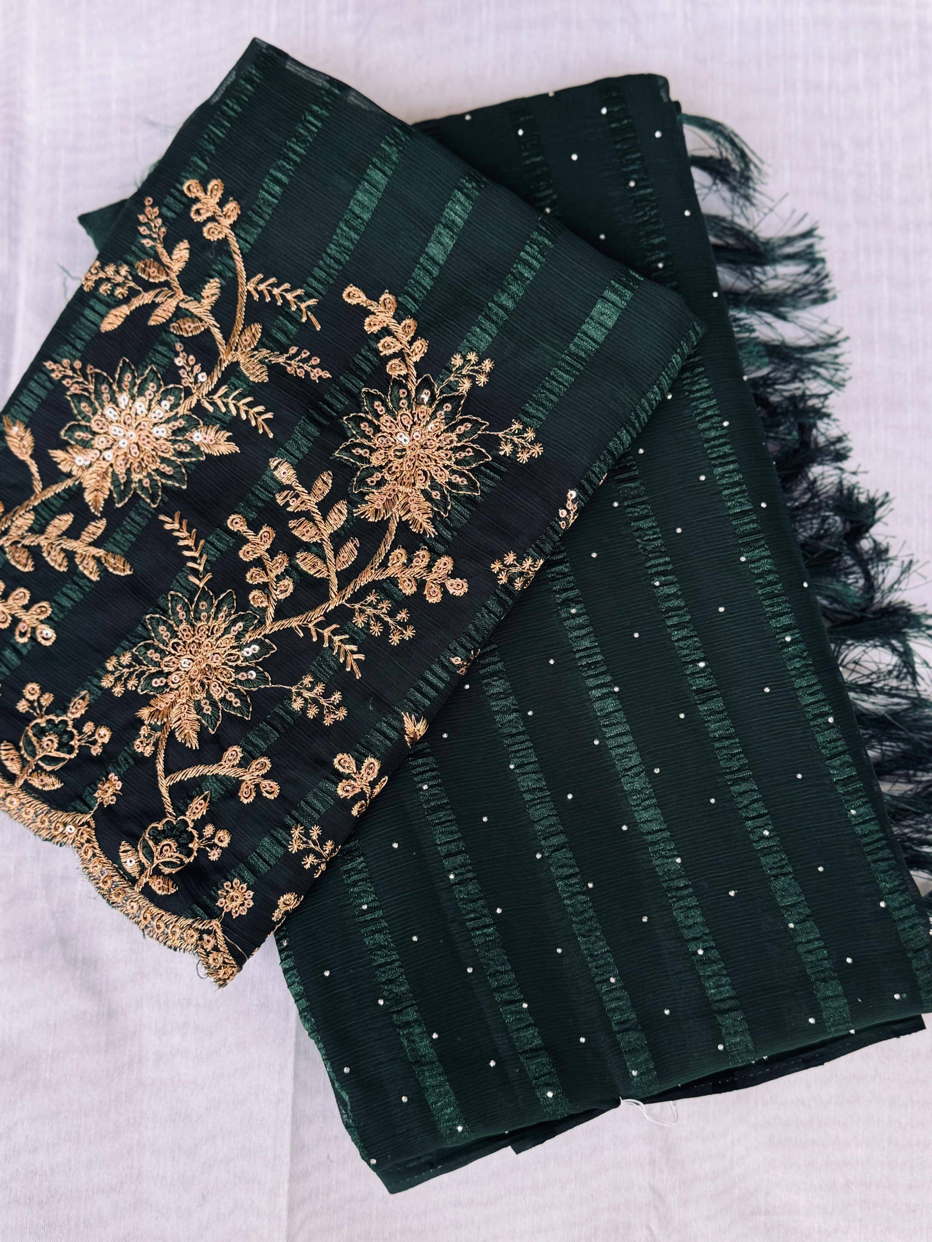 MALAVIYA FASHION Chiffon Embellished Regular Saree With Unstitched Blouse Piece ( Green ) MALAVIYA FASHION Chiffon Embellished Regular Saree With Unstitched Blouse Piece ( Green )