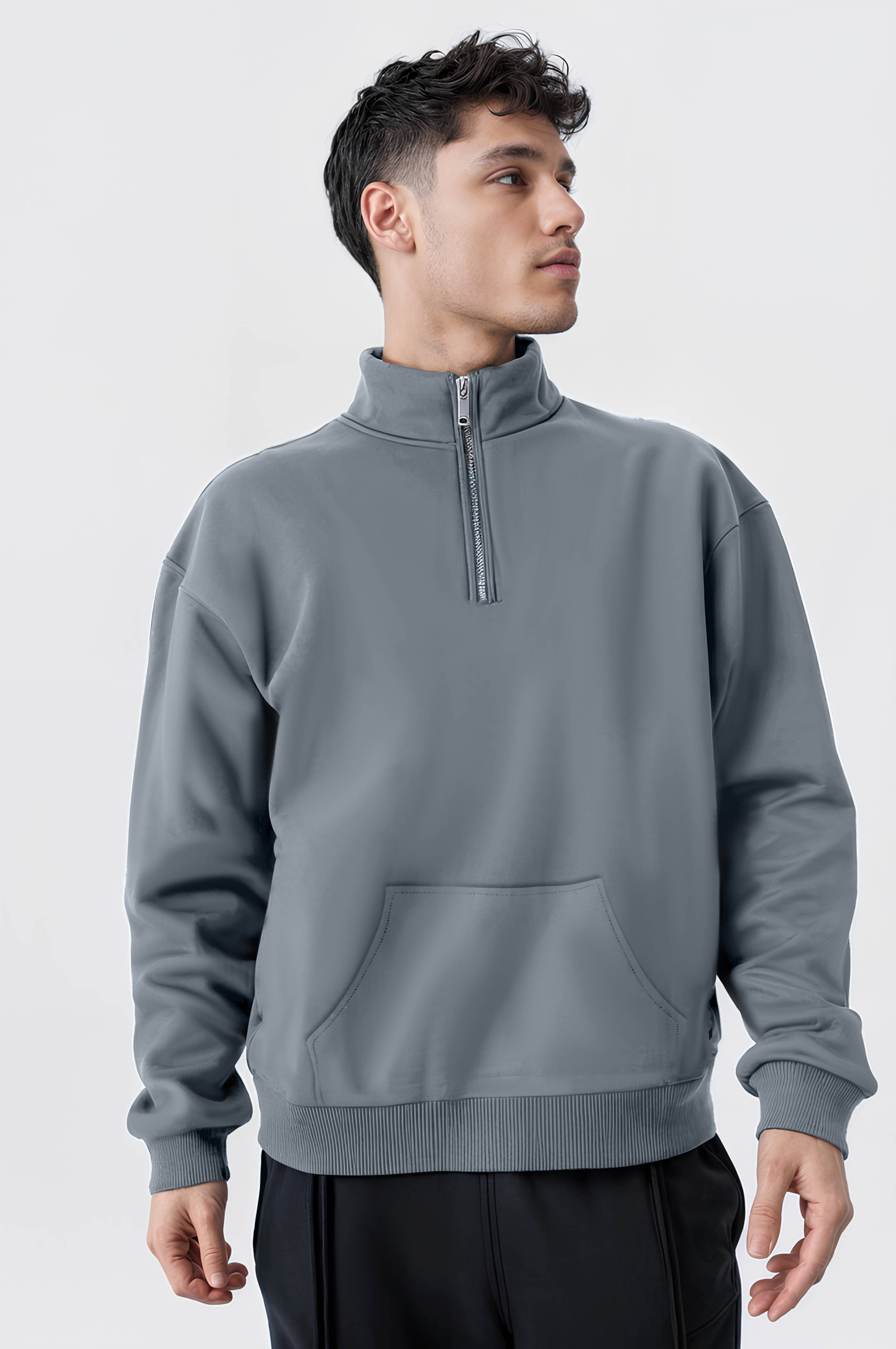     			Maniac Cotton Blend High Neck Men's Sweatshirt - Grey ( Pack of 1 )