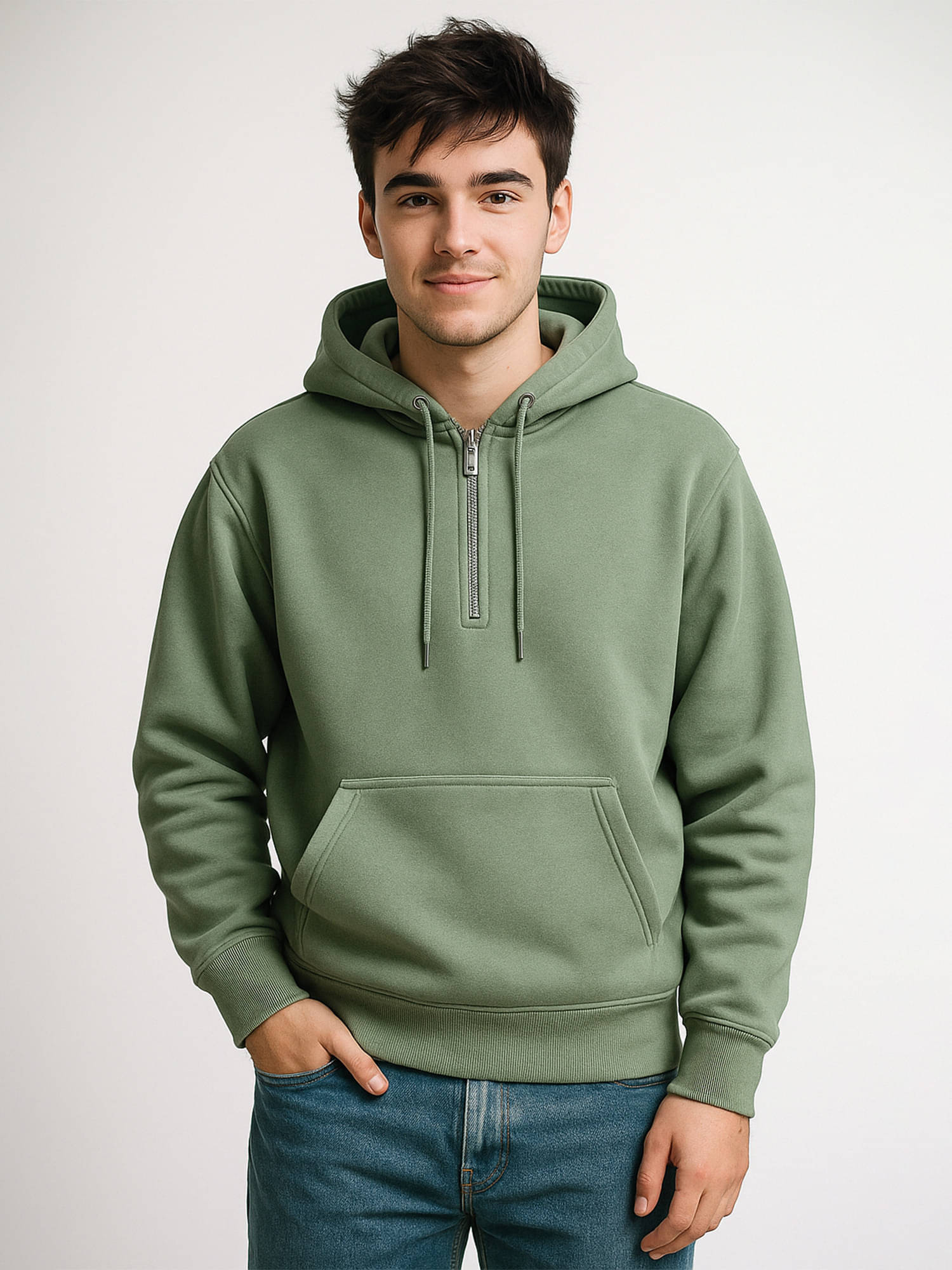 Maniac Cotton Blend Hooded Men's Sweatshirt - Green ( Pack of 1 ) Maniac Cotton Blend Hooded Men's Sweatshirt - Green ( Pack of 1 )