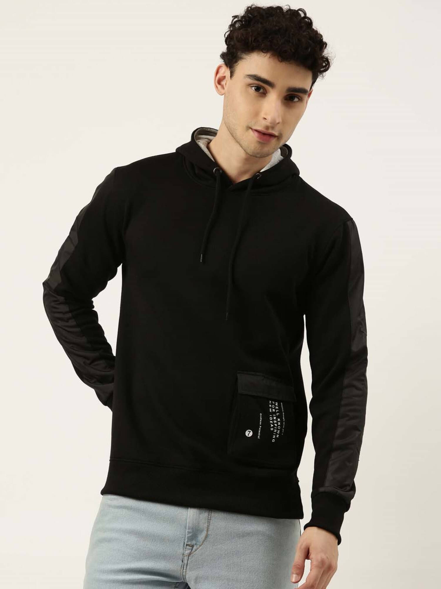     			Maniac Cotton Blend Hooded Men's Sweatshirt - Black ( Pack of 1 )