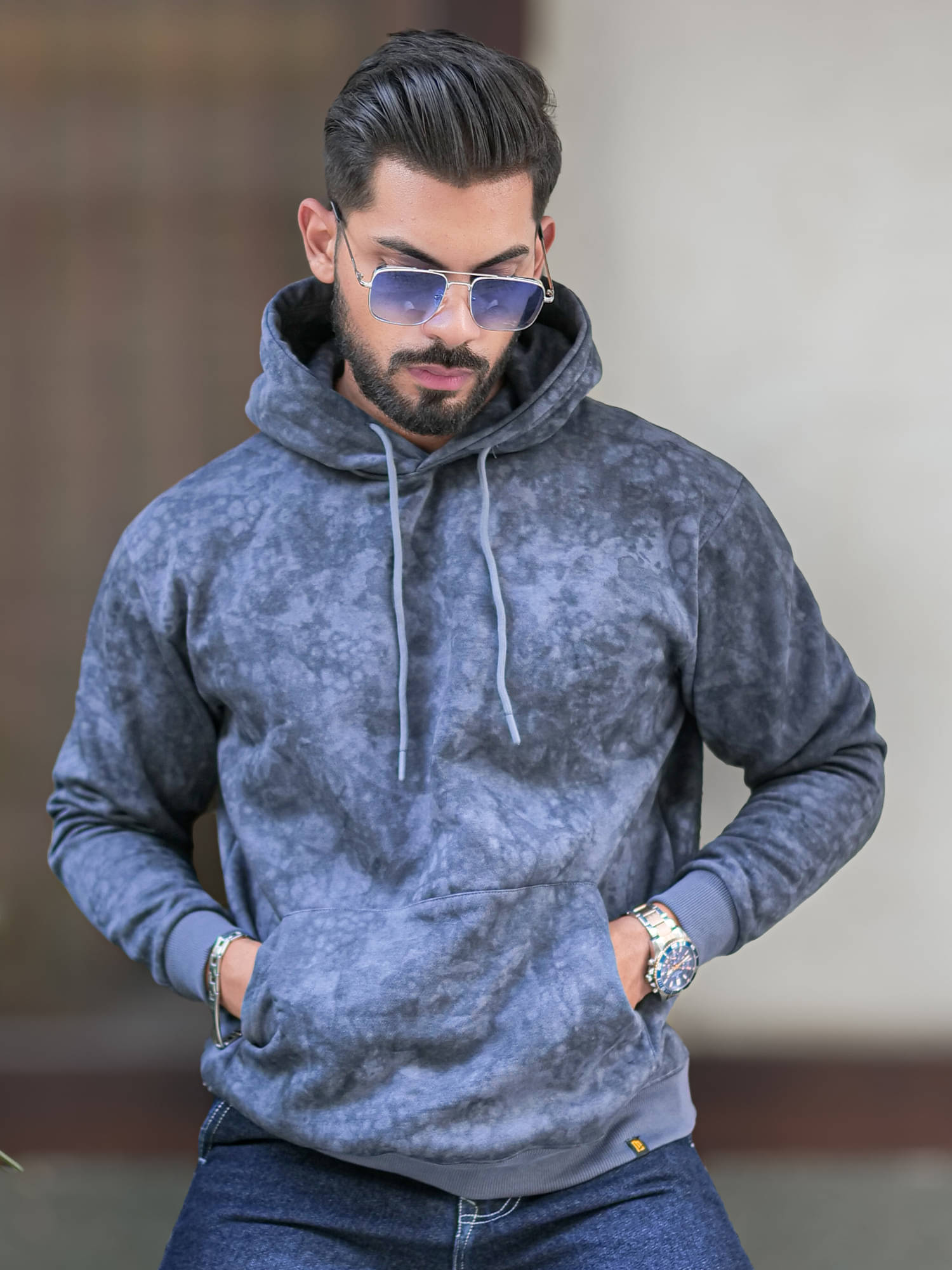 Maniac Cotton Blend Hooded Men's Sweatshirt - Grey ( Pack of 1 ) Maniac Cotton Blend Hooded Men's Sweatshirt - Grey ( Pack of 1 )
