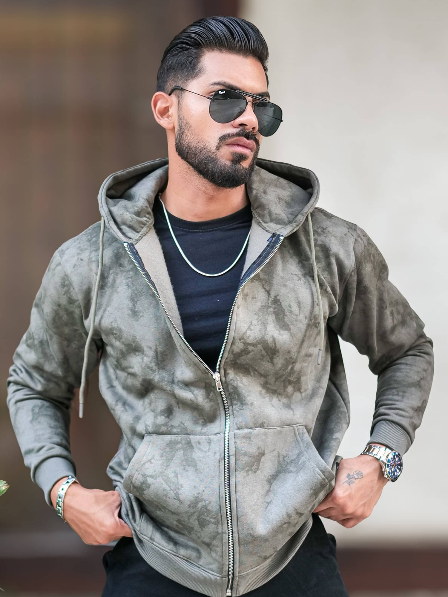     			Maniac Cotton Blend Hooded Men's Sweatshirt - Green ( Pack of 1 )