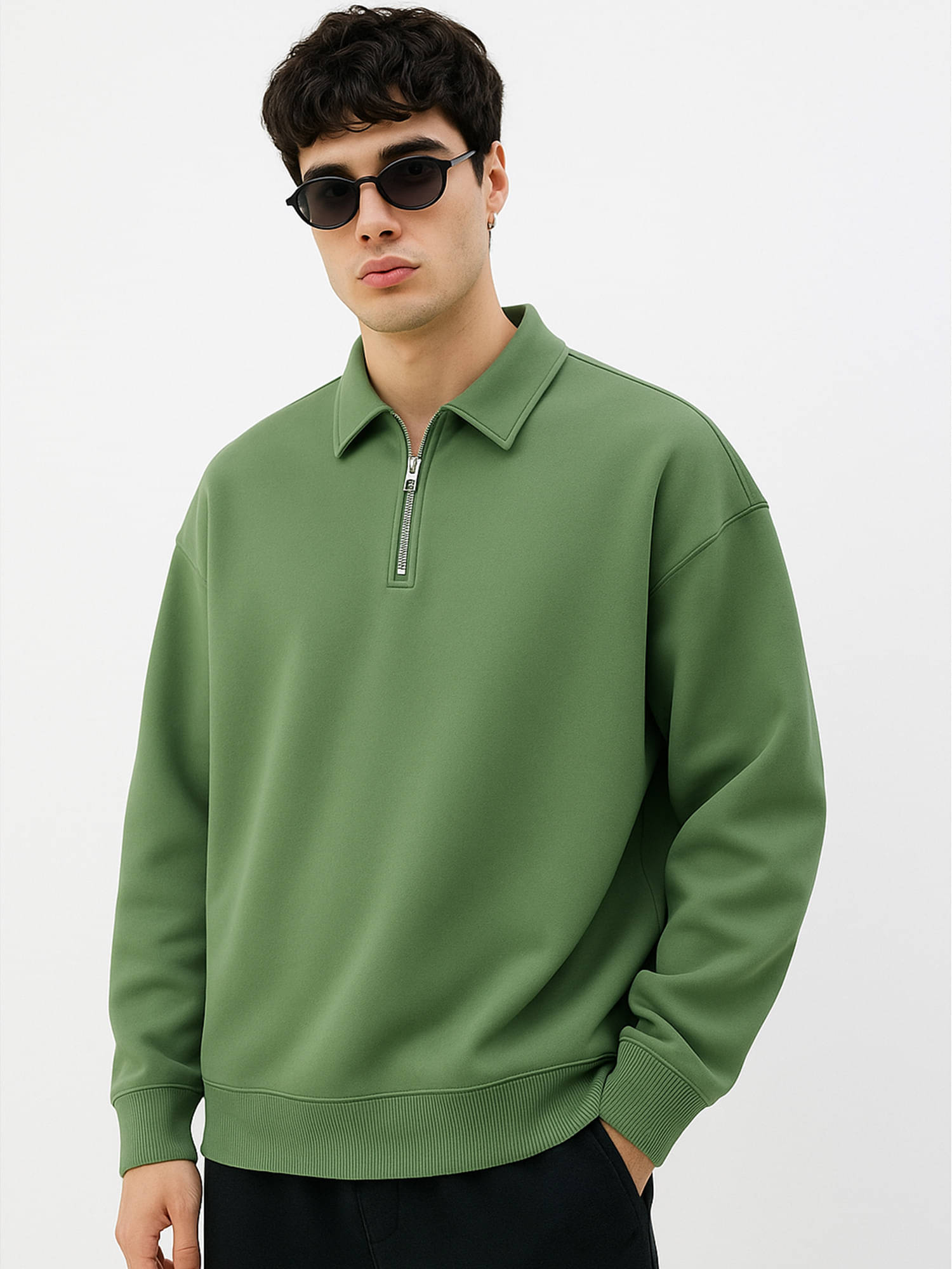     			Maniac Cotton Blend Polo Collar Men's Sweatshirt - Green ( Pack of 1 )