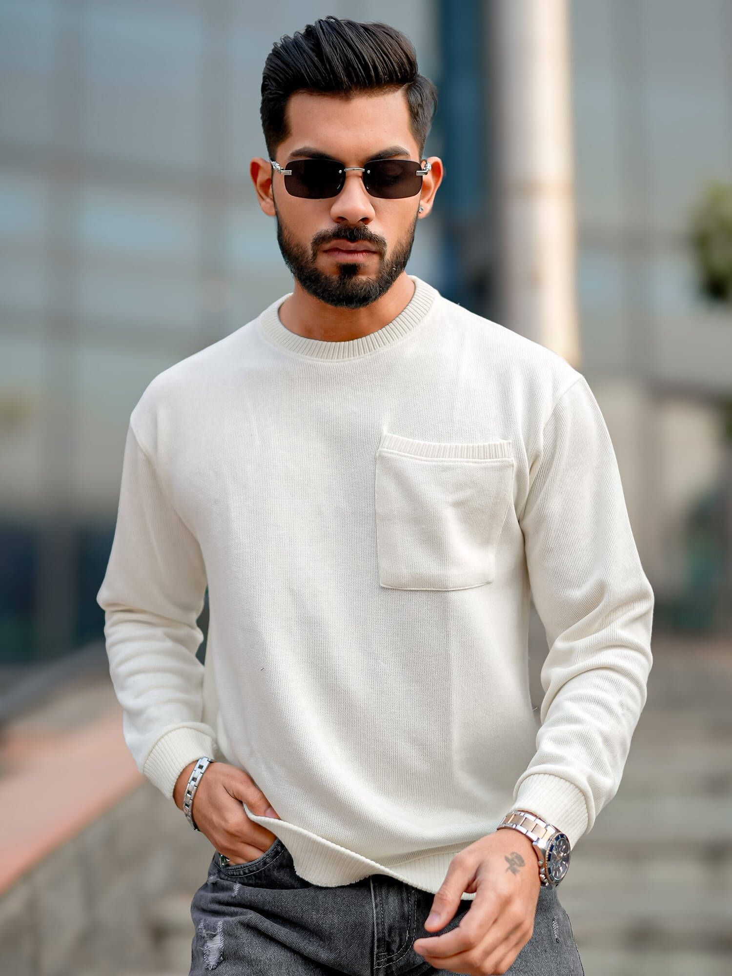 Maniac Cotton Blend Round Neck Men's Sweatshirt - White ( Pack of 1 ) Maniac Cotton Blend Round Neck Men's Sweatshirt - White ( Pack of 1 )