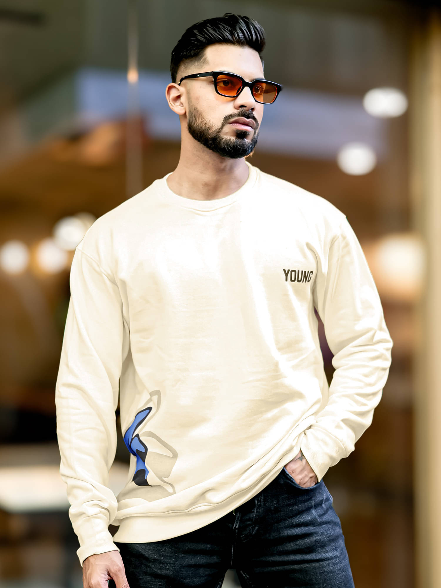     			Maniac Cotton Blend Round Neck Men's Sweatshirt - Beige ( Pack of 1 )