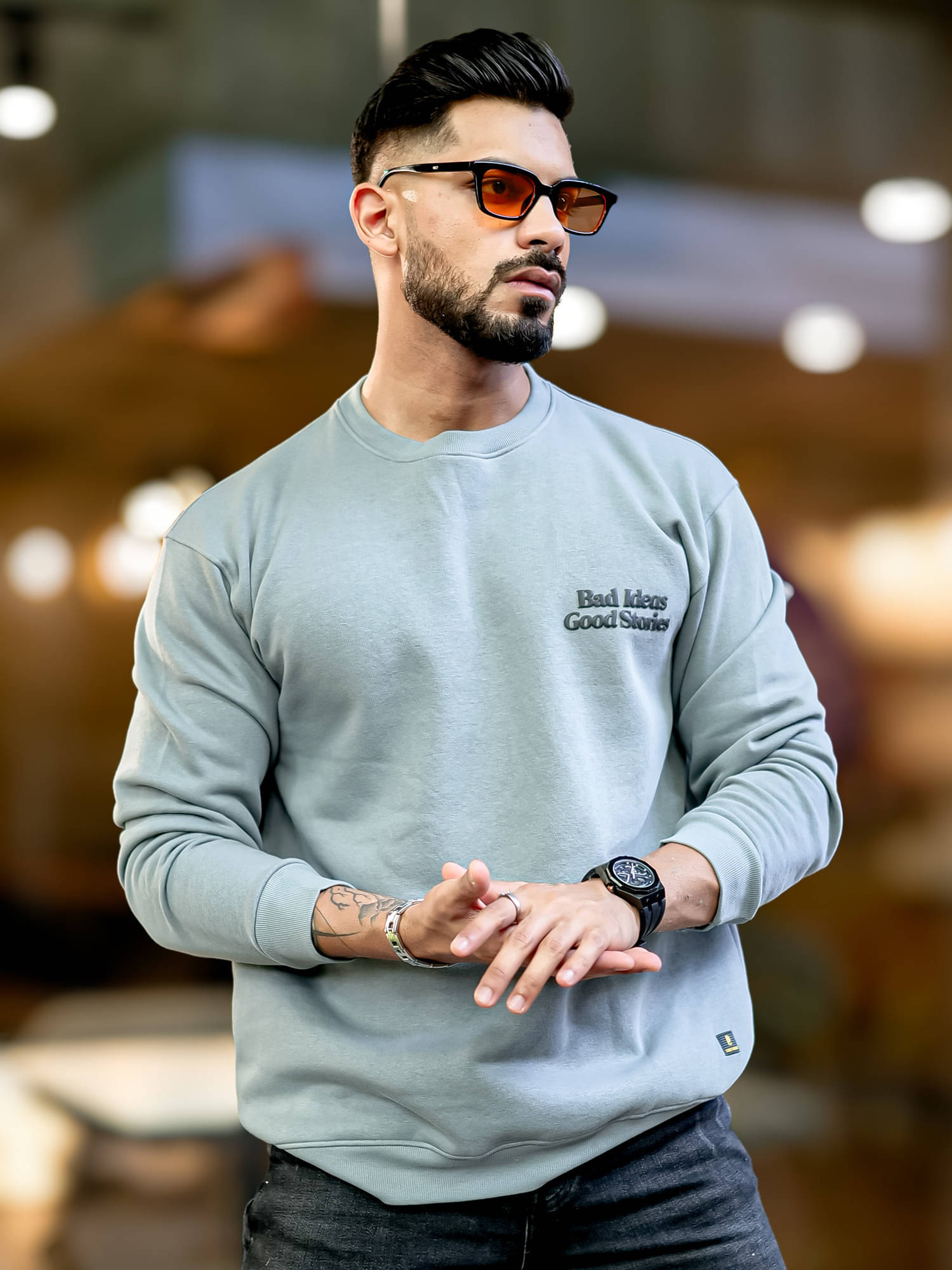     			Maniac Cotton Blend Round Neck Men's Sweatshirt - Grey ( Pack of 1 )