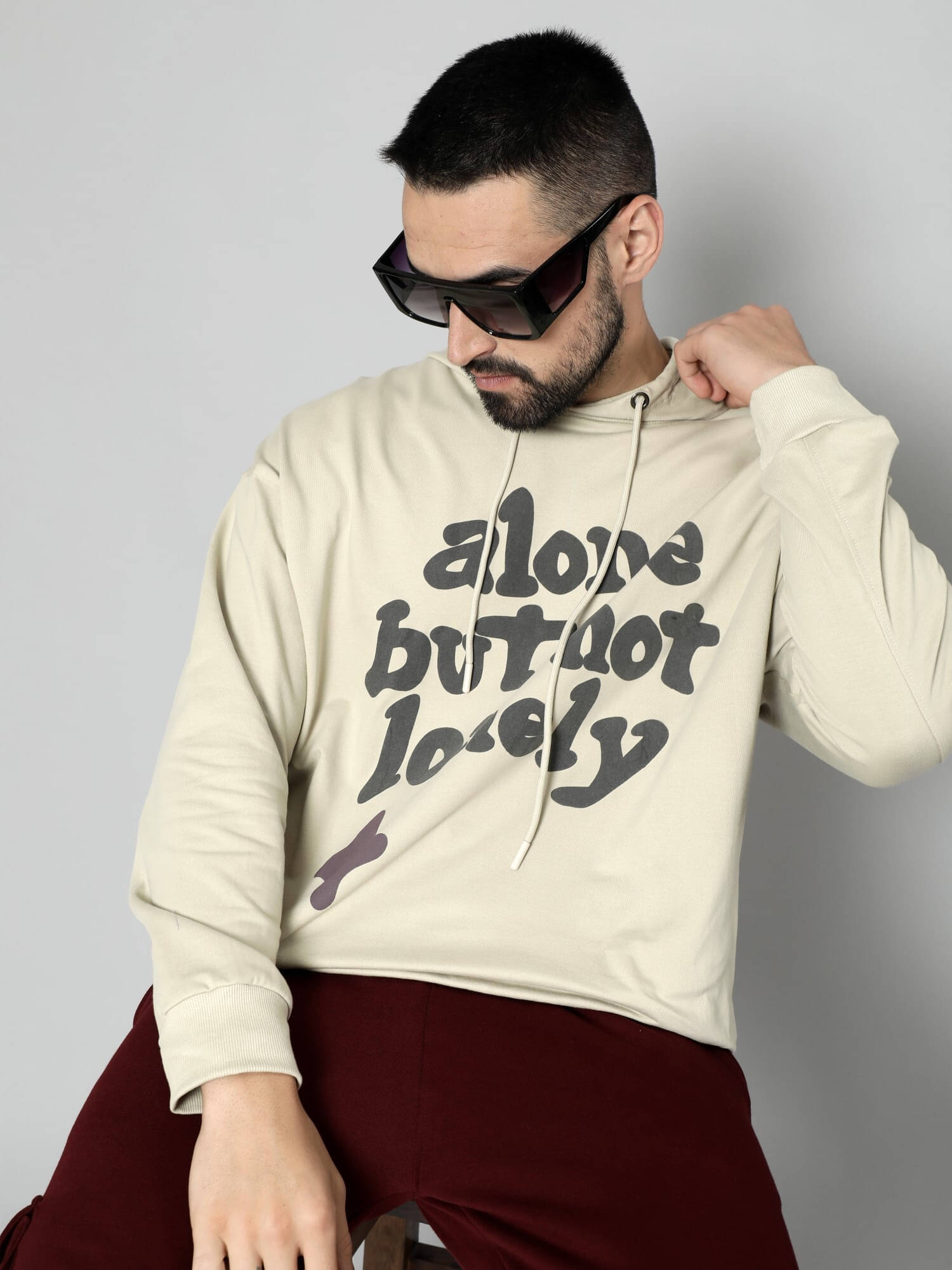    			Maniac Cotton Hooded Men's Sweatshirt - Beige ( Pack of 1 )