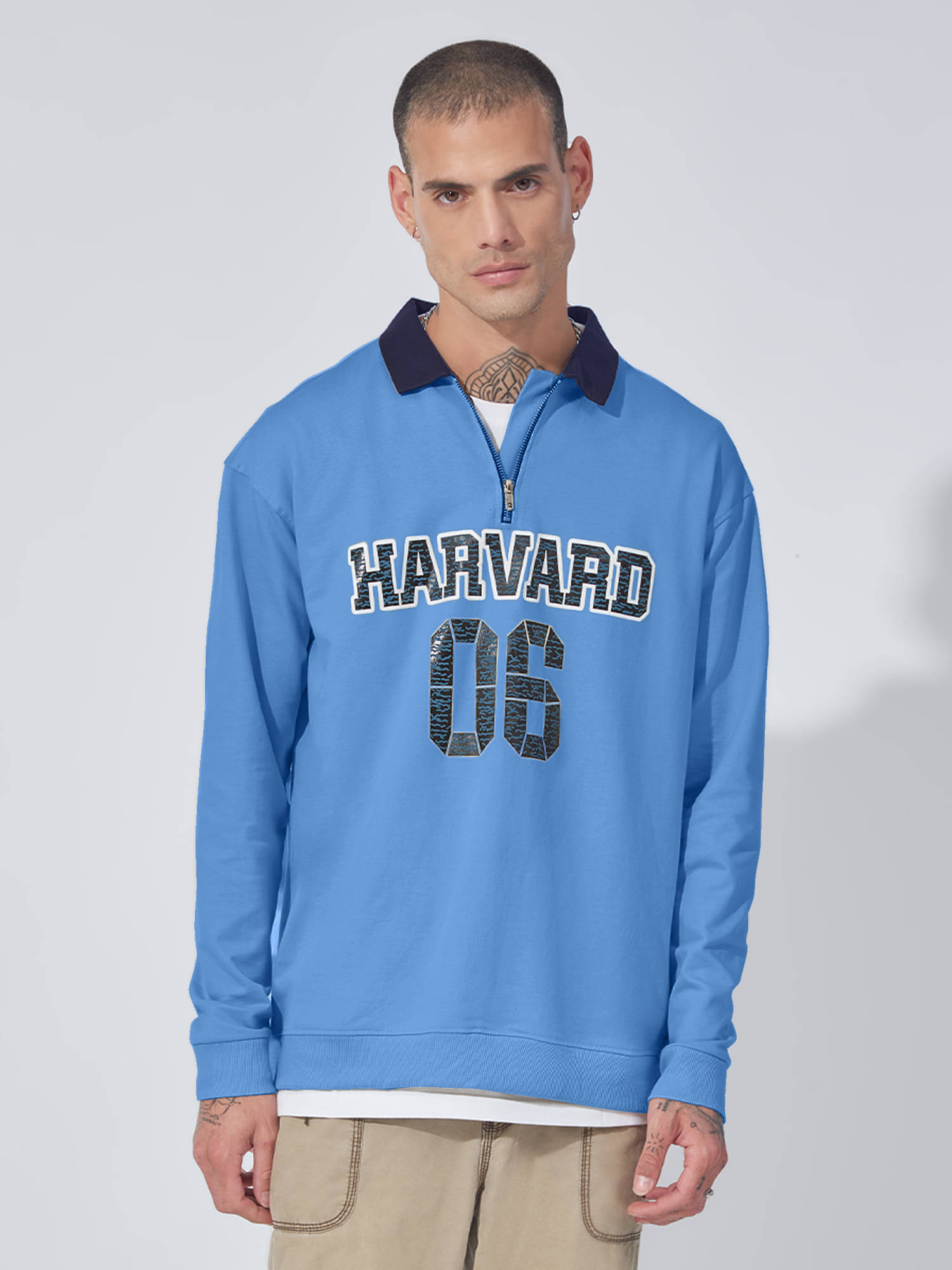 Maniac Cotton Polo Collar Men's Sweatshirt - Blue ( Pack of 1 ) Maniac Cotton Polo Collar Men's Sweatshirt - Blue ( Pack of 1 )