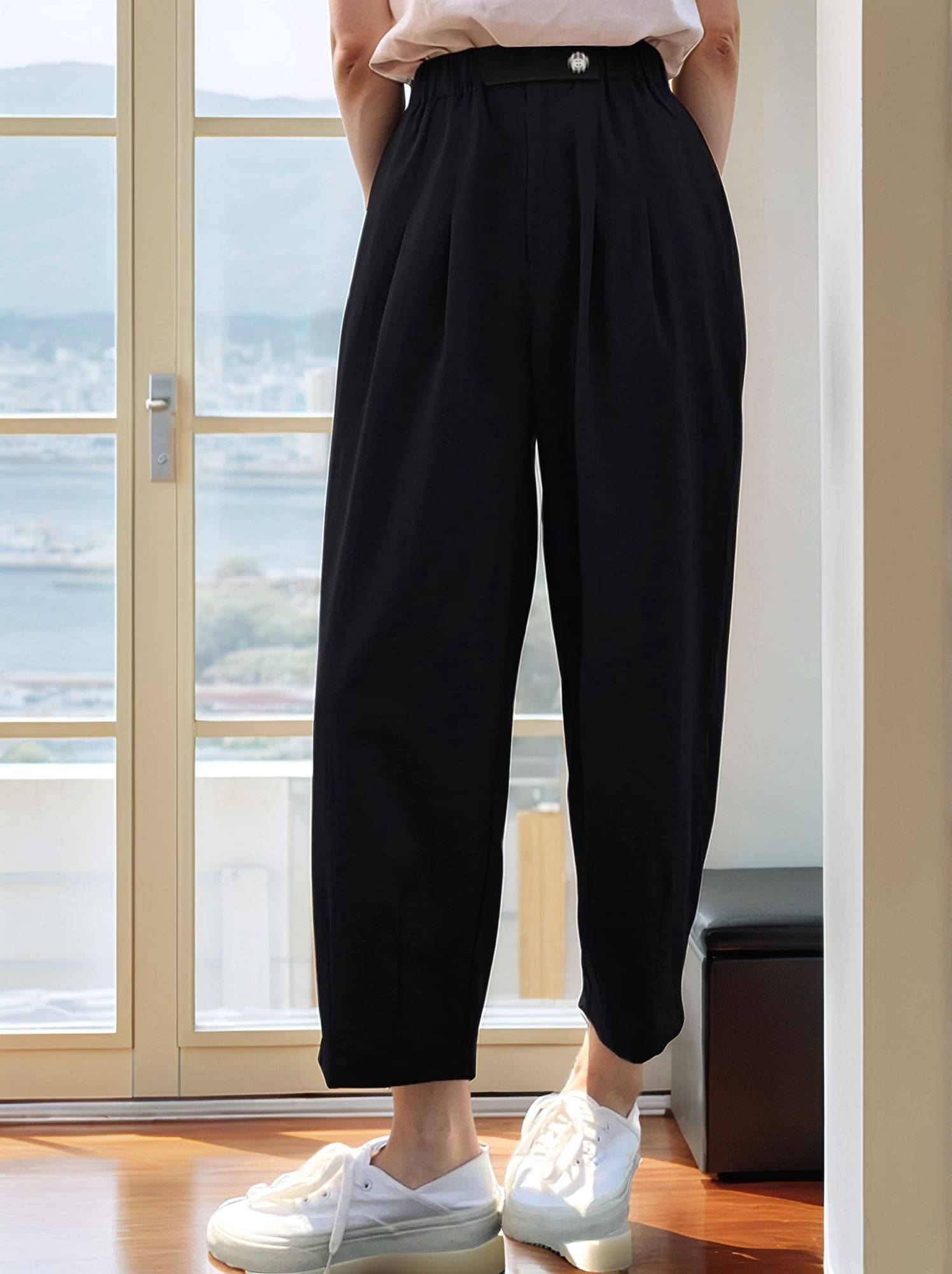     			Maniac Pack of 1 Polyester Relaxed Women's Casual Pants ( Black )