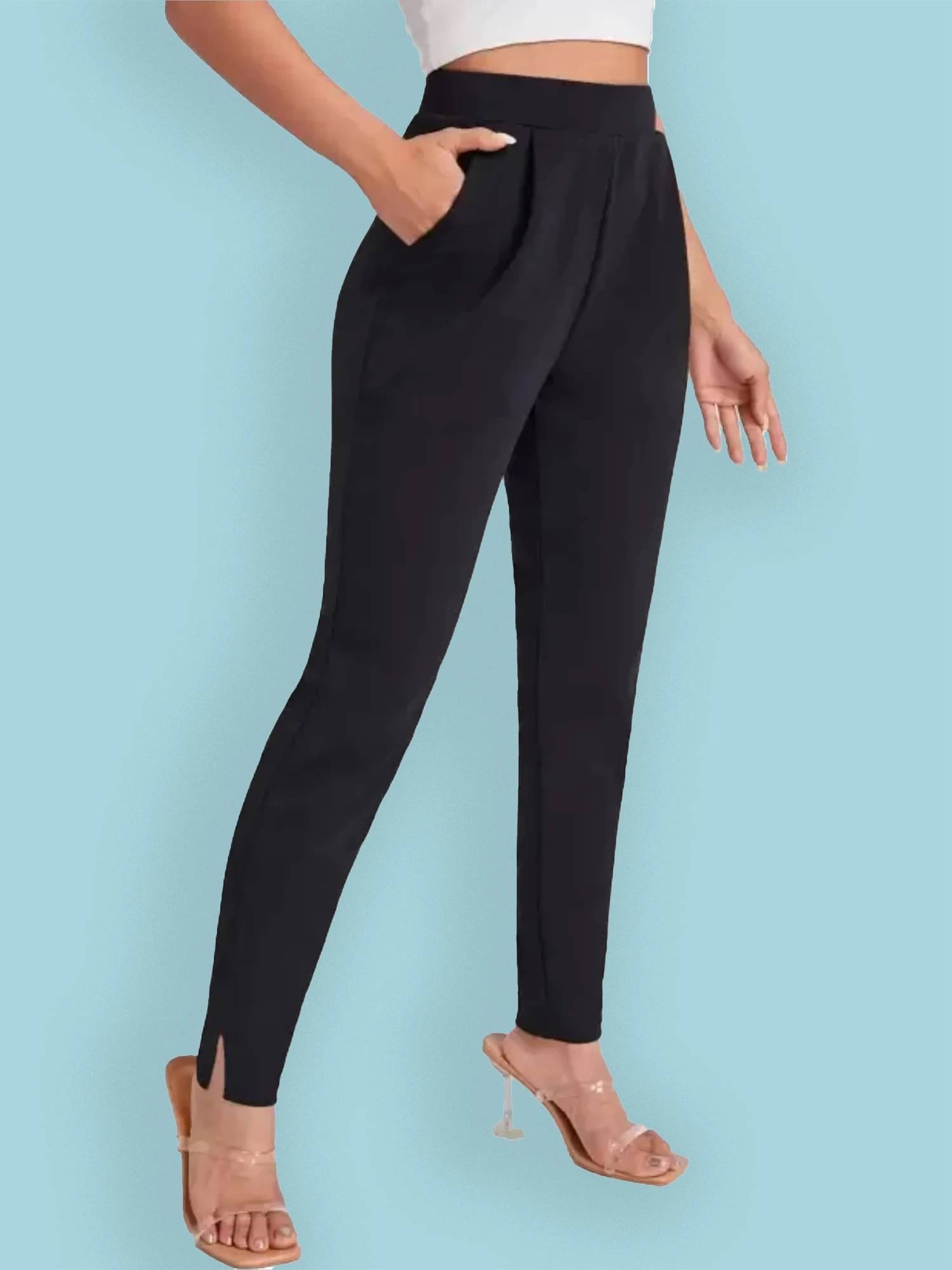     			Maniac Pack of 1 Polyester Relaxed Women's Bootcut Pants ( Black )