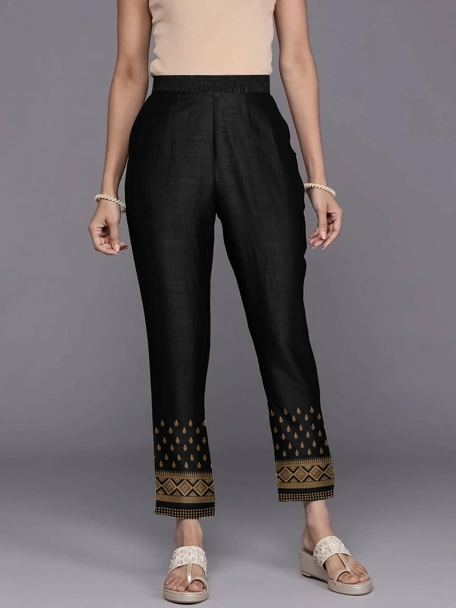     			Maniac Pack of 1 Viscose Slim Women's Casual Pants ( Black )