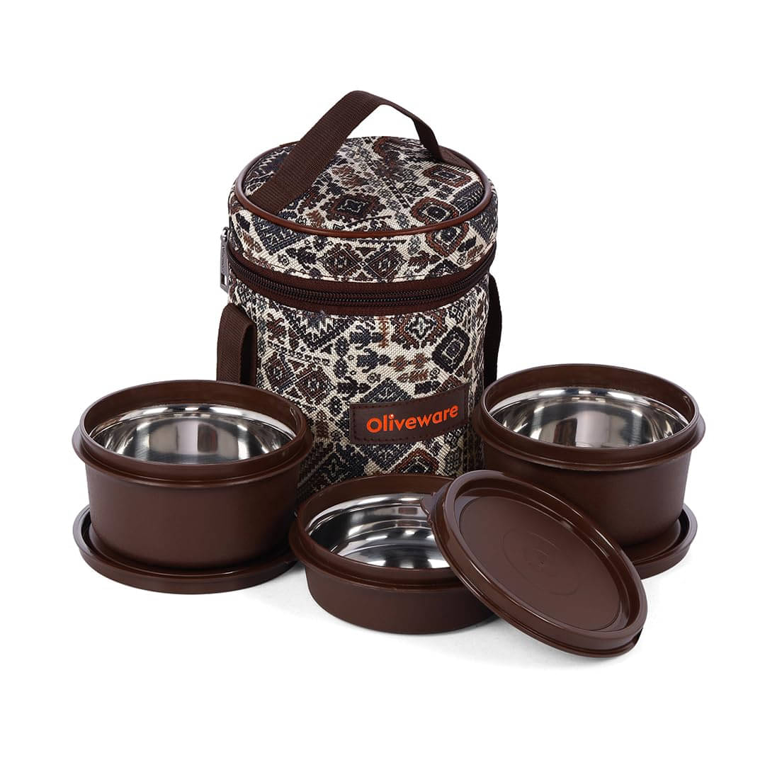     			Oliveware Stainless Steel Lunch Box 3 - Container ( Pack of 1 )