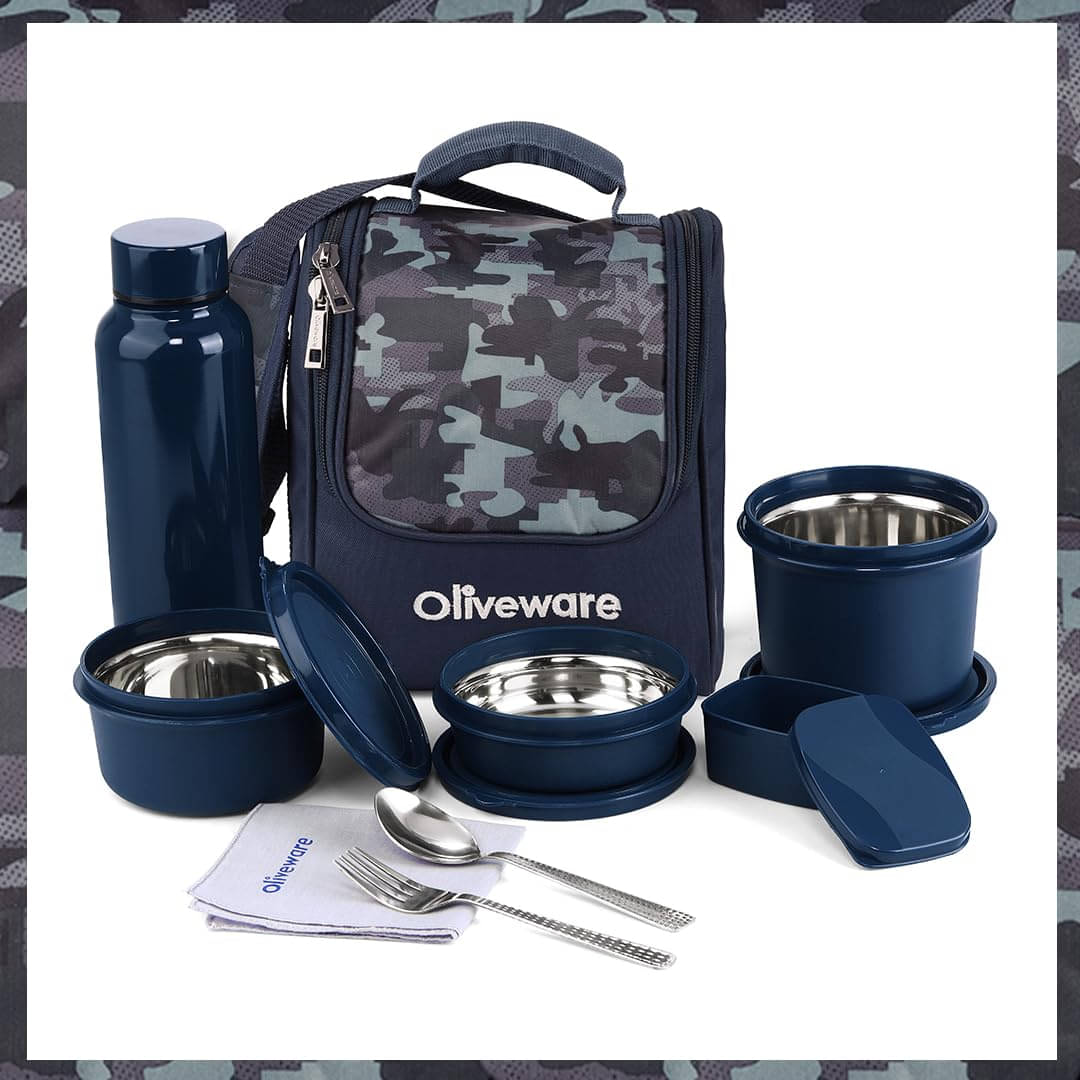     			Oliveware Stainless Steel Lunch Box 3 - Container ( Pack of 1 )