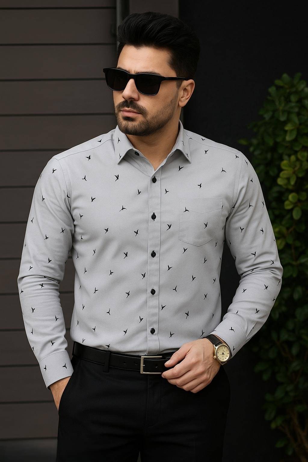 PANKTI FASHION Cotton Blend Regular Fit Printed Full Sleeves Men's Casual Shirt - Grey ( Pack of 1 ) PANKTI FASHION Cotton Blend Regular Fit Printed Full Sleeves Men's Casual Shirt - Grey ( Pack of 1 )