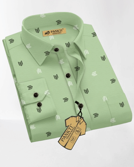 PANKTI FASHION Cotton Blend Regular Fit Printed Full Sleeves Men's Casual Shirt - Green ( Pack of 1 ) PANKTI FASHION Cotton Blend Regular Fit Printed Full Sleeves Men's Casual Shirt - Green ( Pack of 1 )
