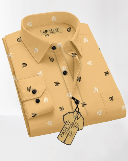 PANKTI FASHION Cotton Blend Regular Fit Printed Full Sleeves Men's Casual Shirt - Yellow ( Pack of 1 ) PANKTI FASHION Cotton Blend Regular Fit Printed Full Sleeves Men's Casual Shirt - Yellow ( Pack of 1 )