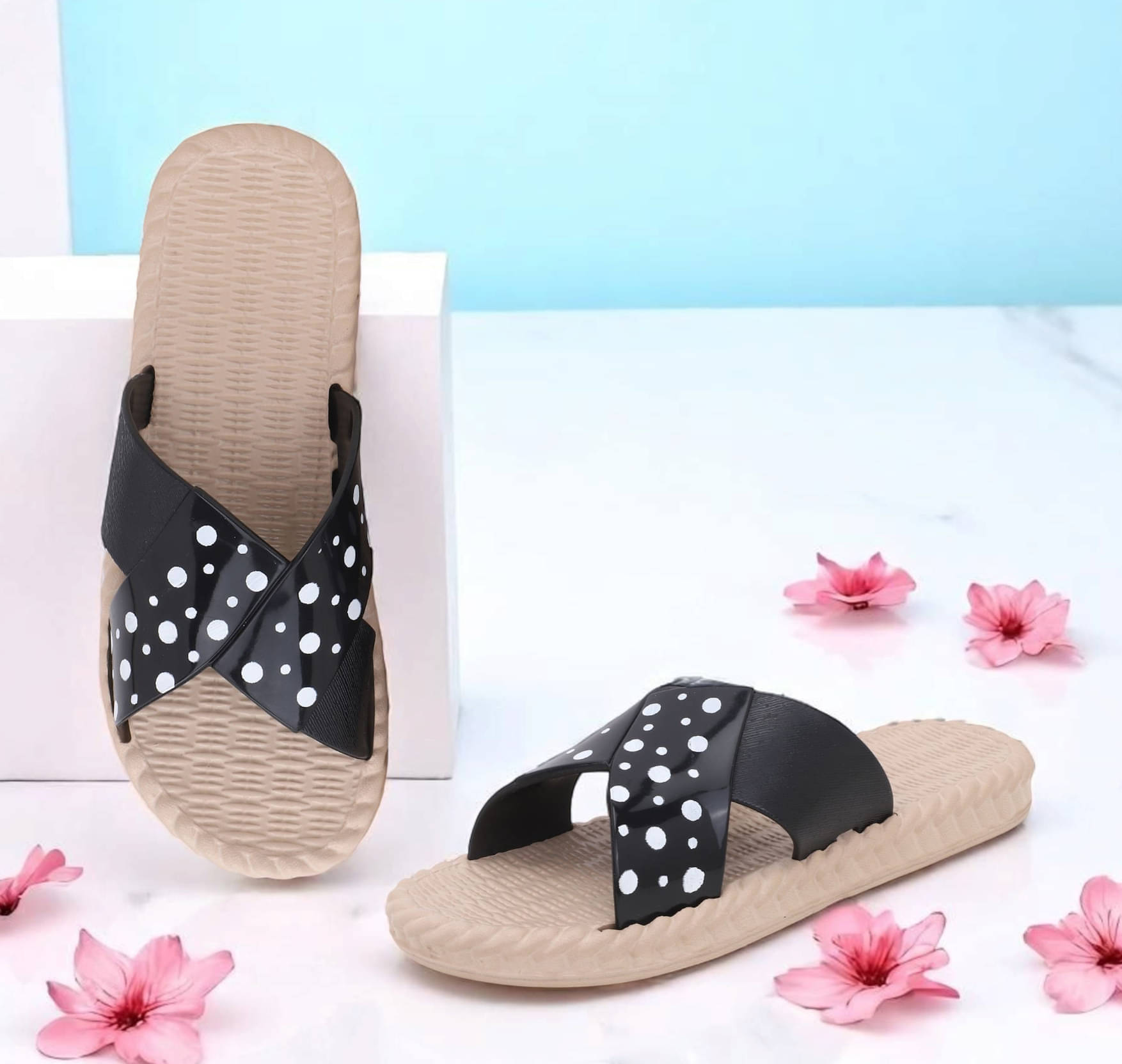     			Pampy Angel Black Women's Slide Flip Flop