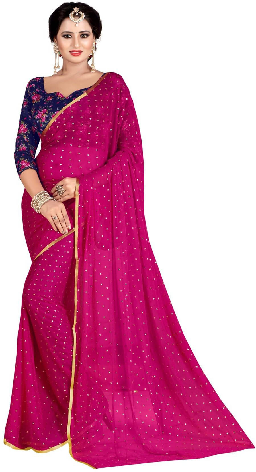 RedFish Chiffon Embellished Regular Saree With Unstitched Blouse Piece ( Pink ) RedFish Chiffon Embellished Regular Saree With Unstitched Blouse Piece ( Pink )