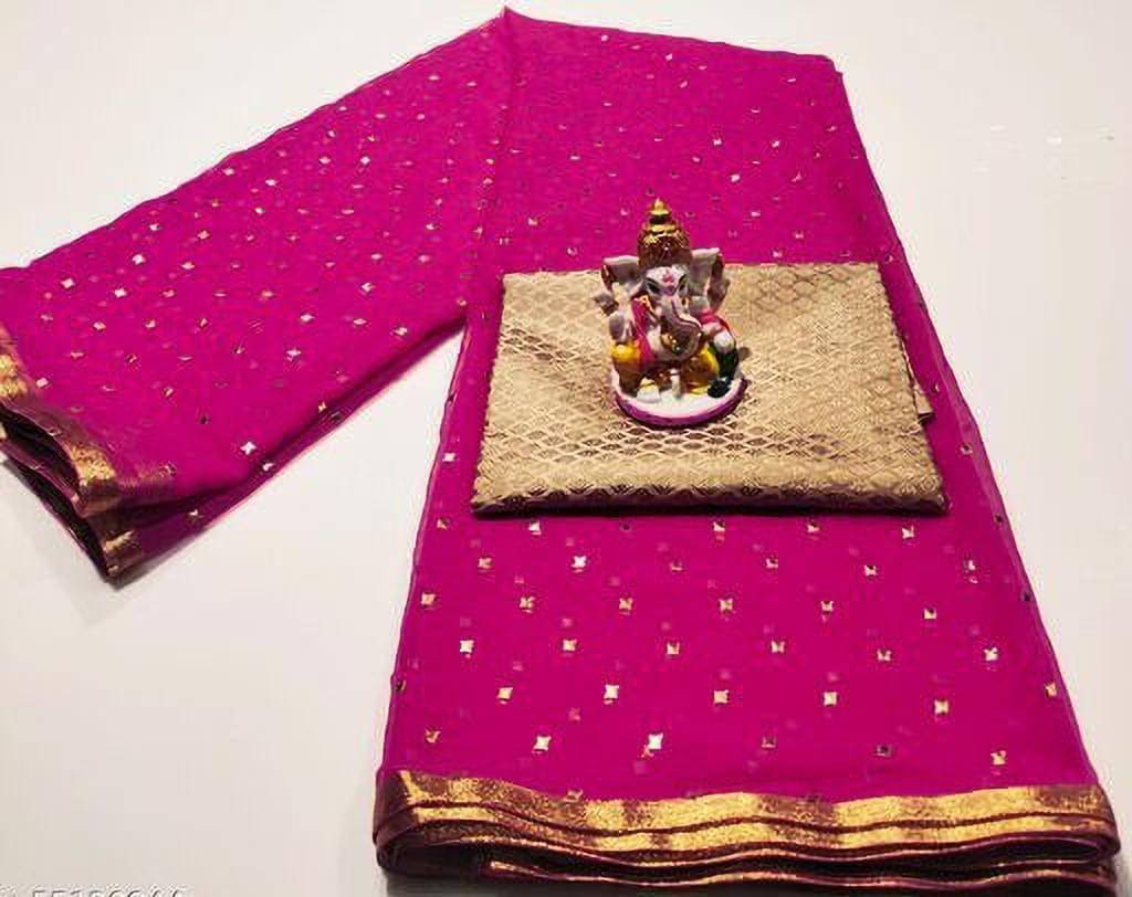 RedFish Chiffon Embellished Regular Saree With Unstitched Blouse Piece ( Pink ) RedFish Chiffon Embellished Regular Saree With Unstitched Blouse Piece ( Pink )